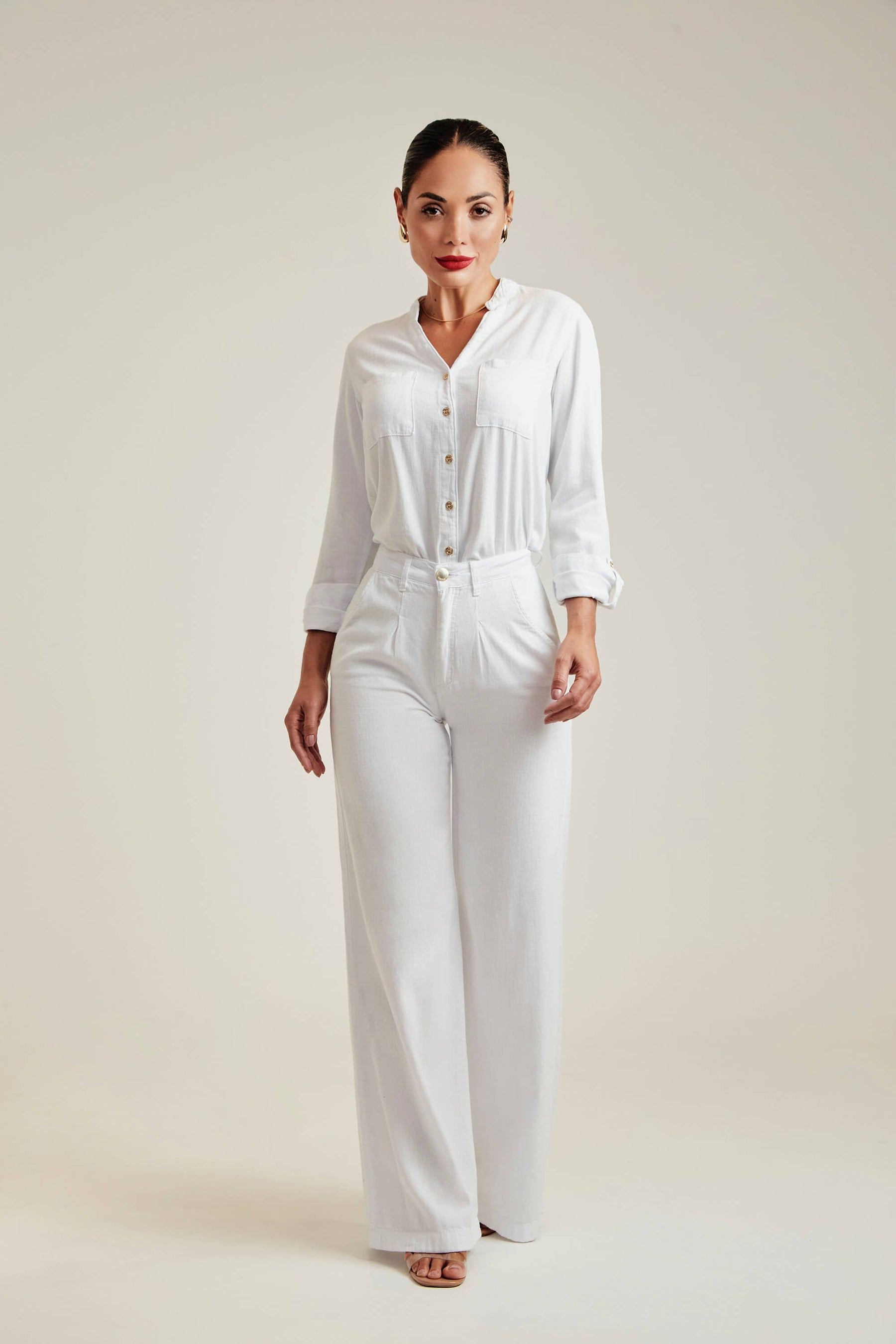 Calça Pantalona de Linho Térmico Dunas Branca
