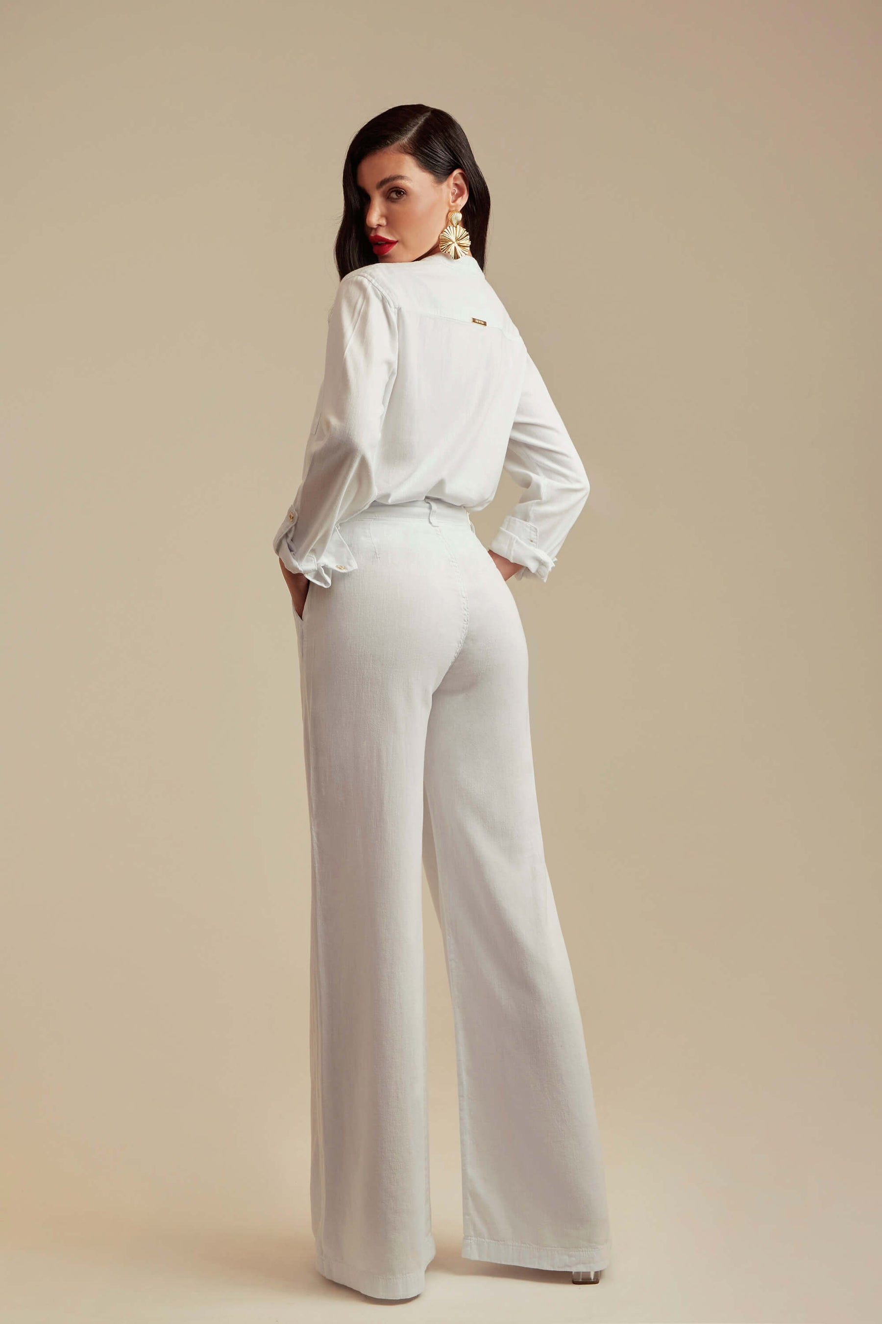 Calça Pantalona de Linho Térmico Dunas Branca
