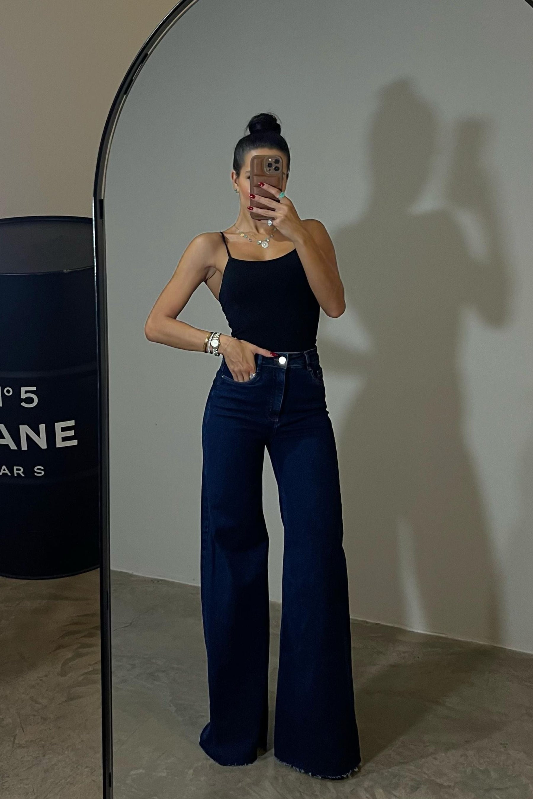 Calça Jeans Modeladora Luxury Pantalona Cós Super Alto