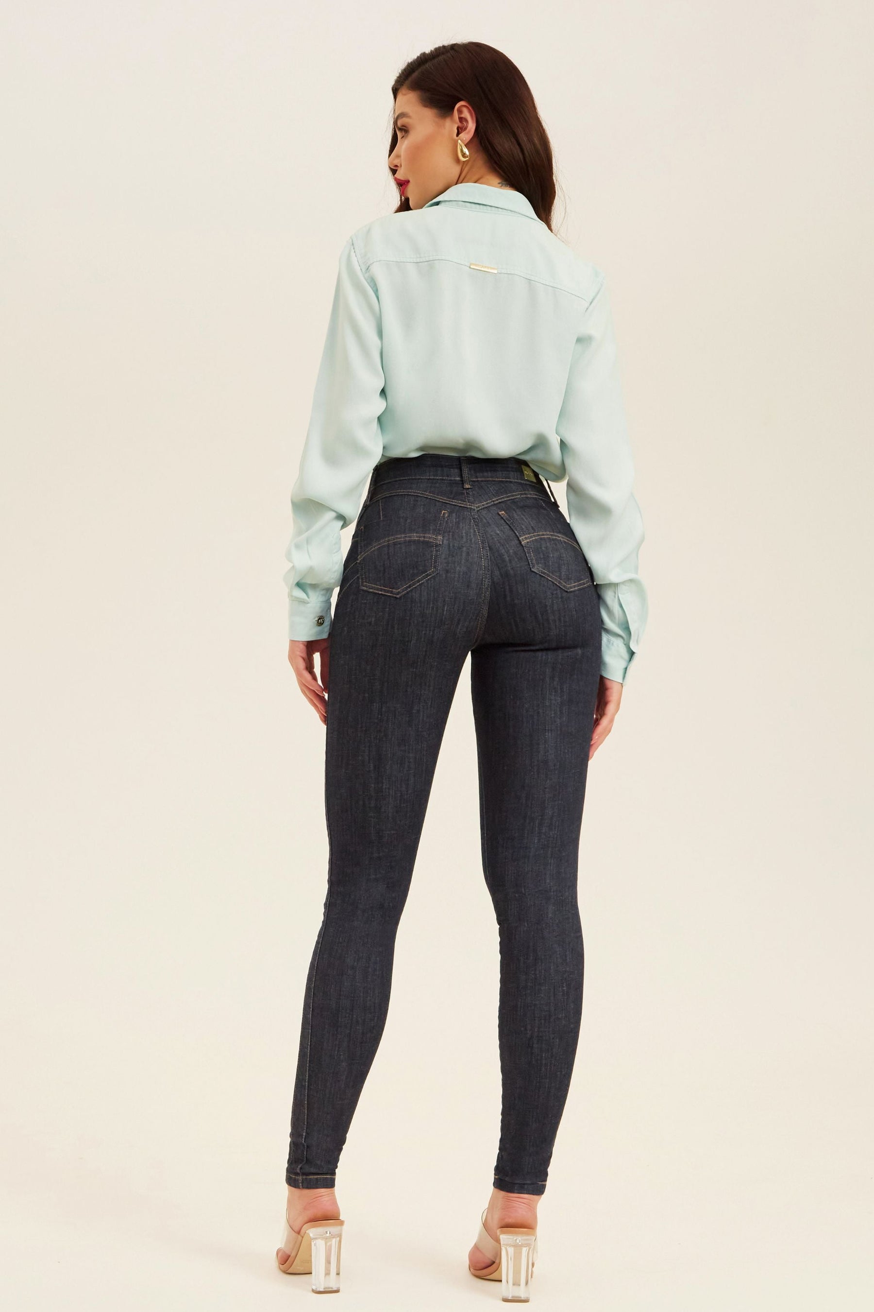 Calça Jeans Modeladora Mega Bumbum Skinny Fantástica Cós Alto