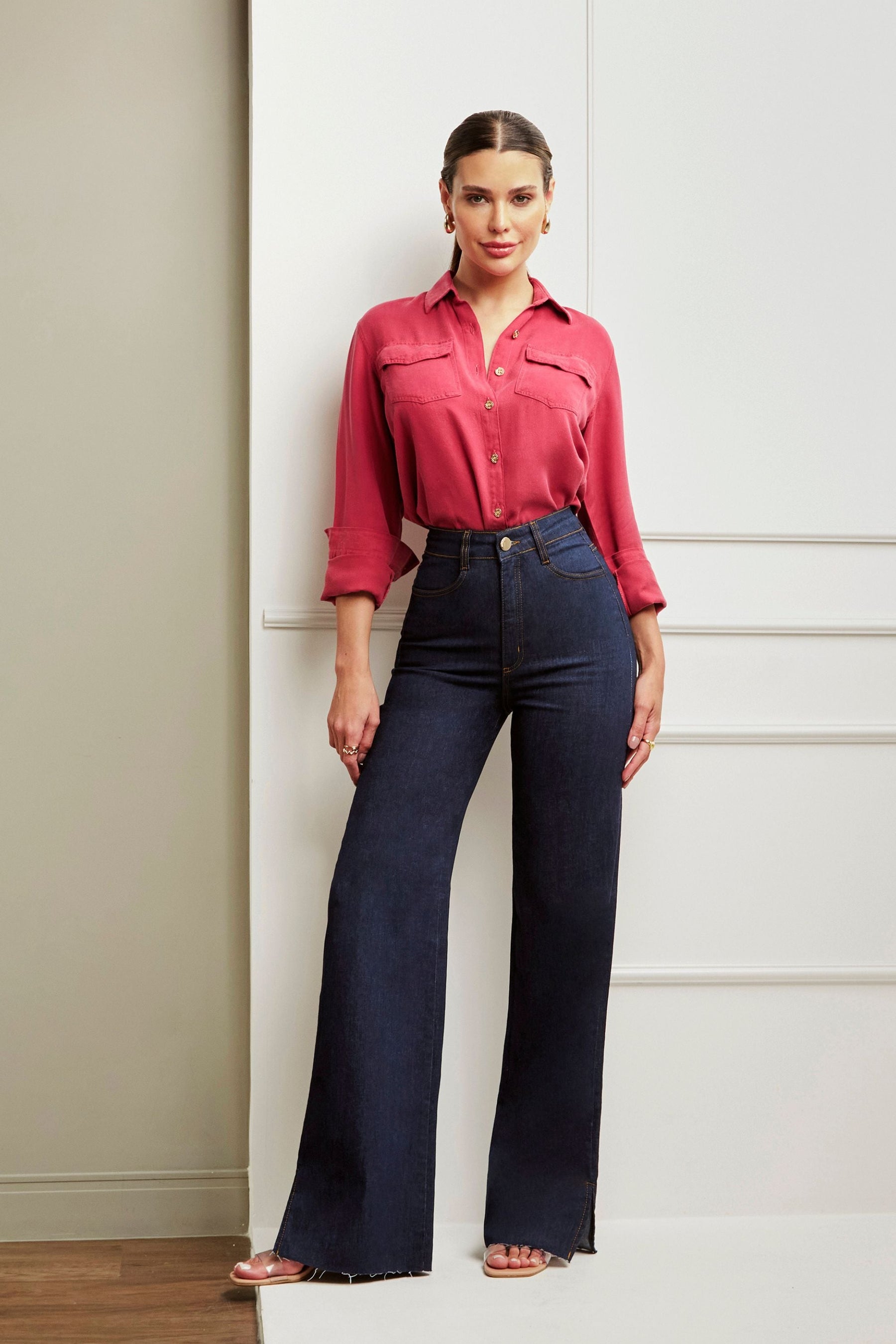 Calça Jeans Ultra Modeladora Wide Leg Cós Super Alto