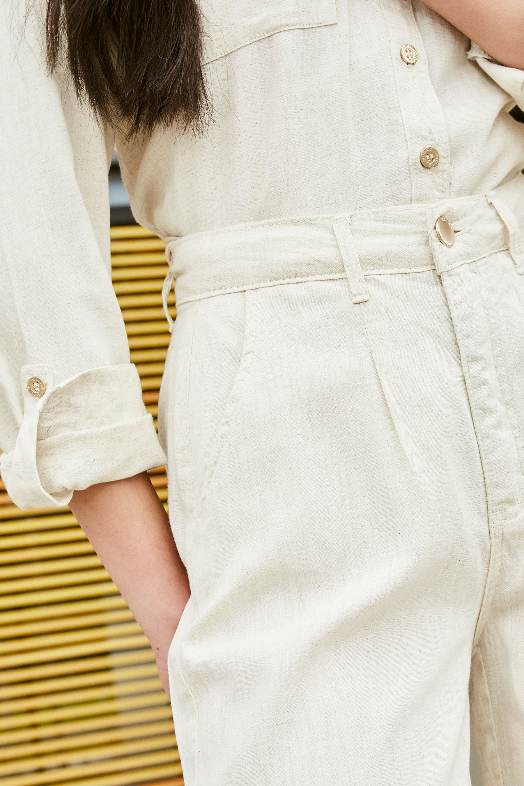Calça Pantalona de Linho Térmico Dunas Areia