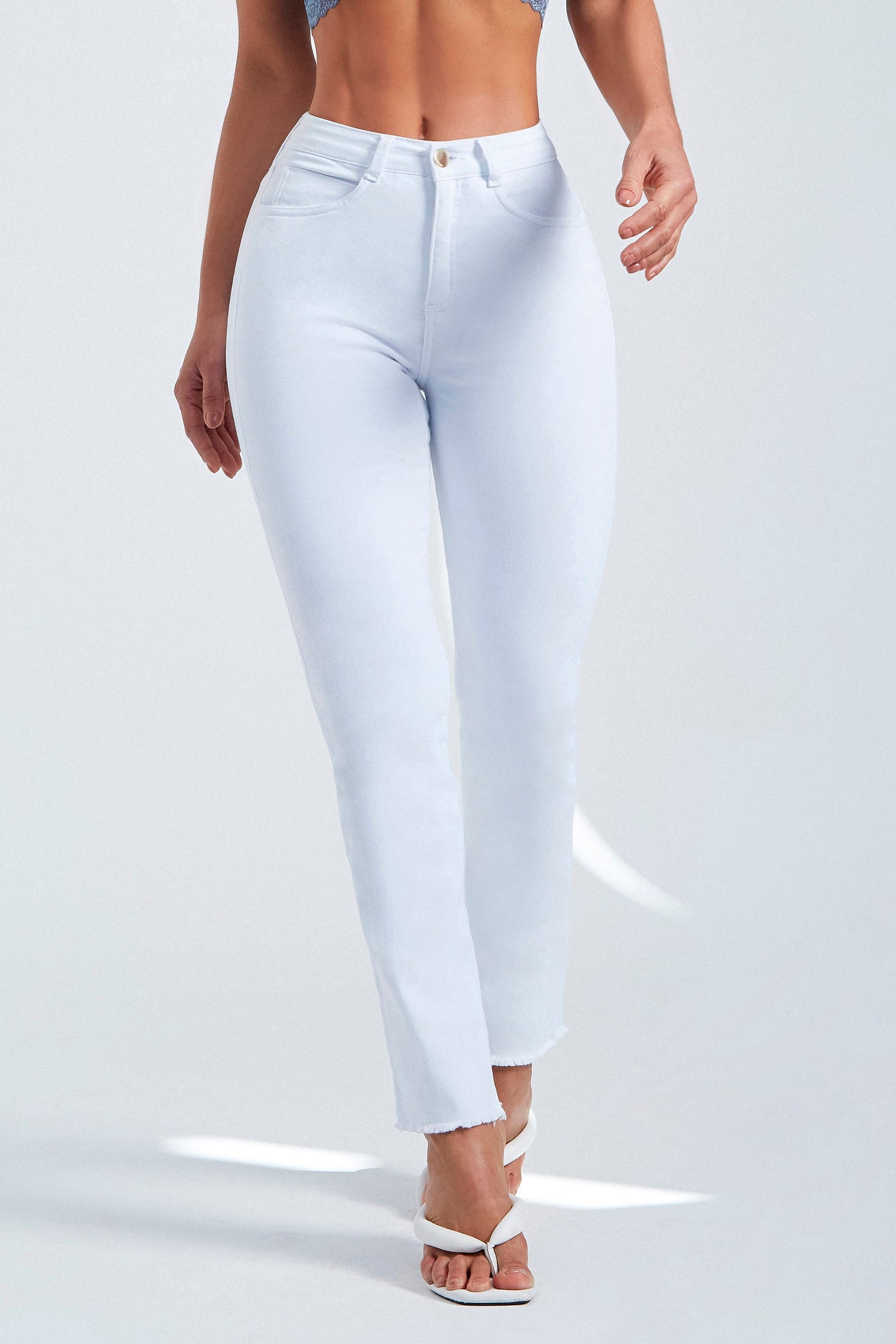 Calça Jeans Modeladora Milagrosa Reta Cós Alto - Branca