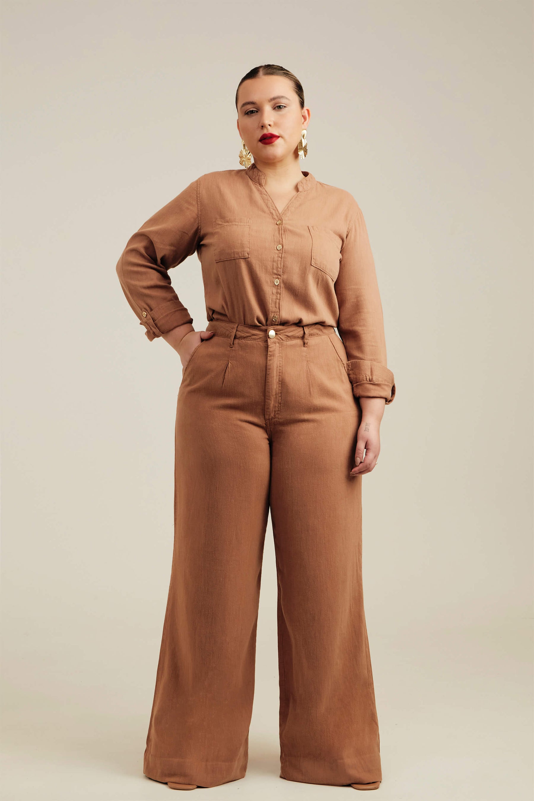 Calça Pantalona de Linho Térmico Dunas Terra