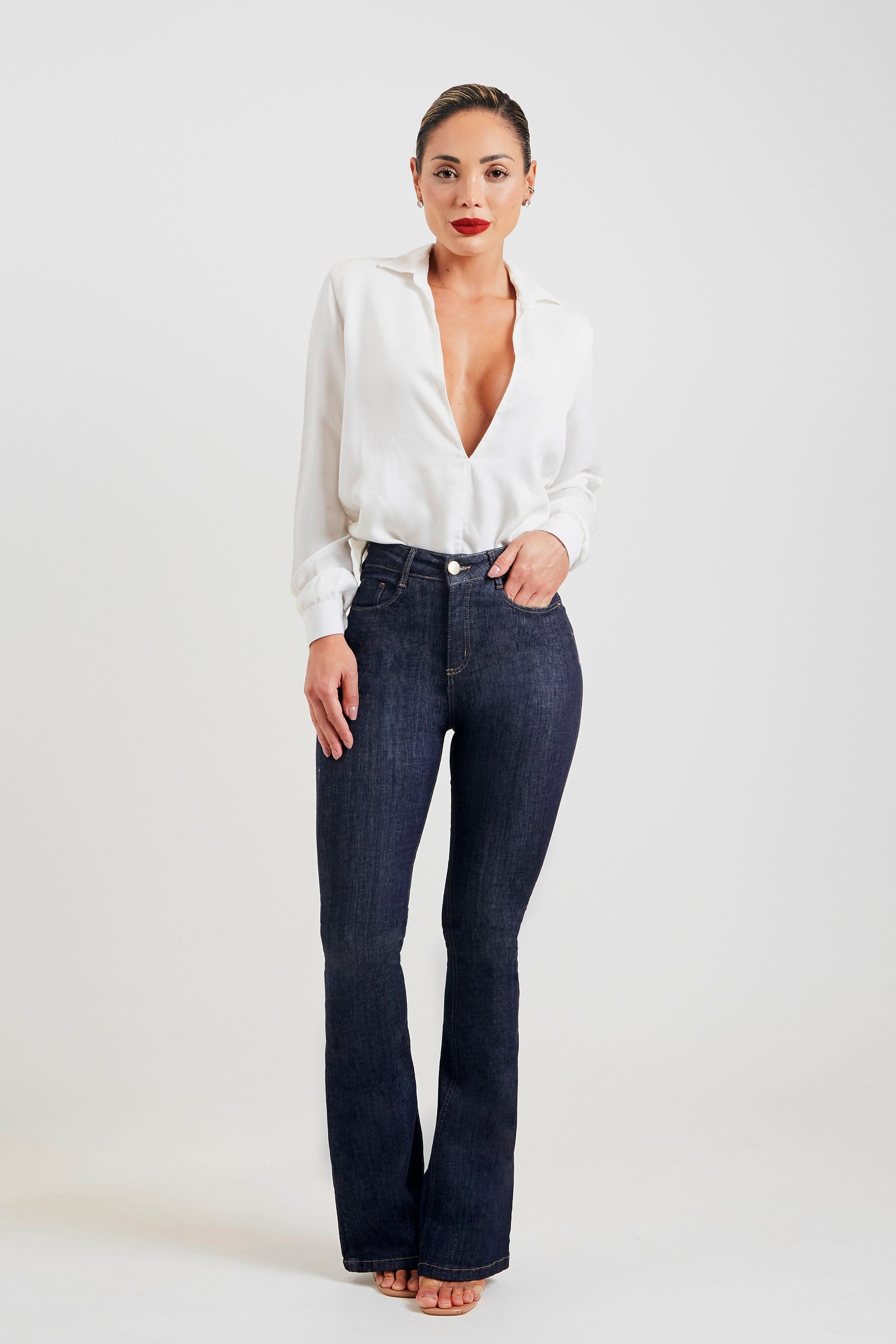 Calça Jeans Modeladora Fantástica Flare Cós Alto