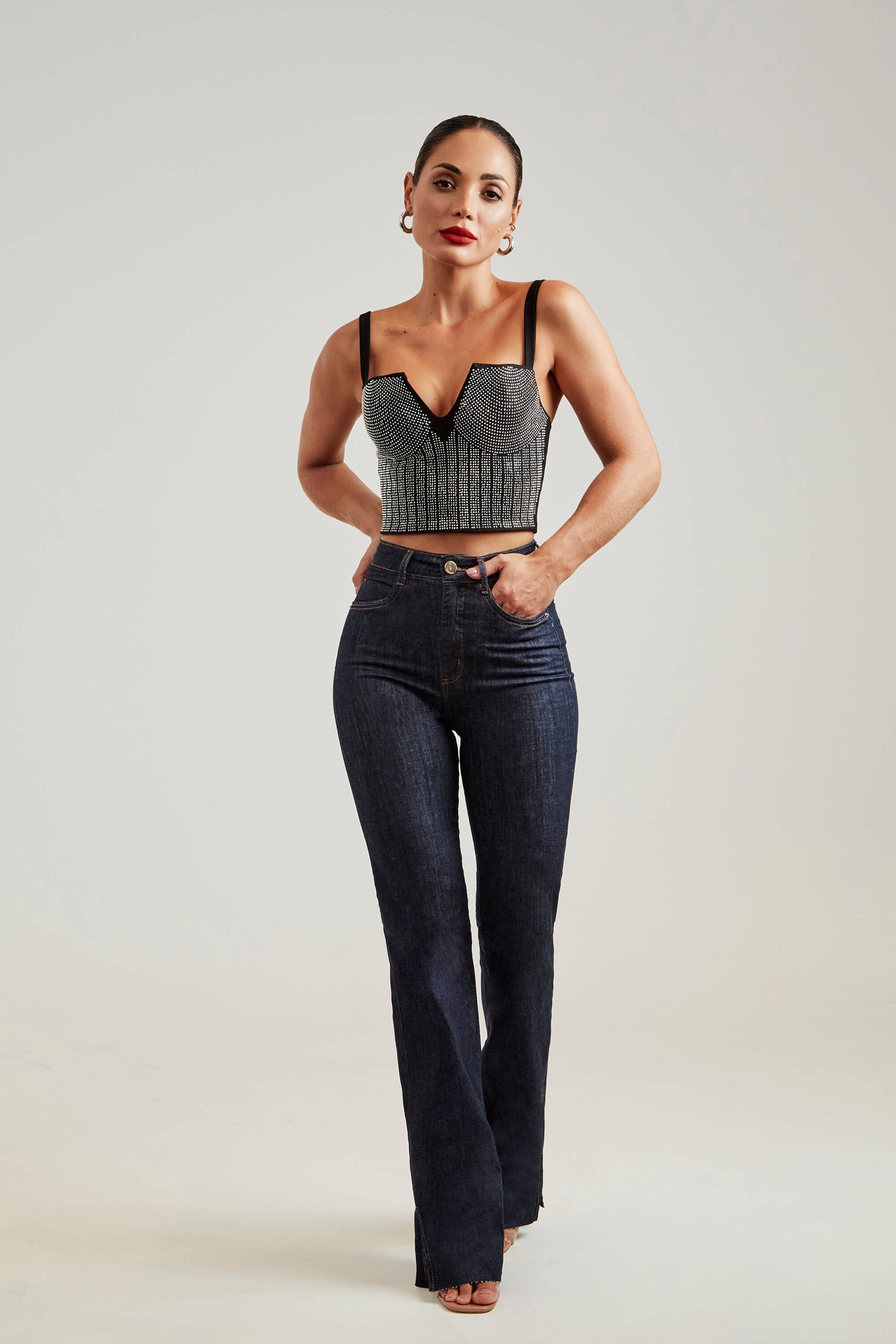 Calça Jeans Modeladora Fantástica Wide Leg Cós Super Alto