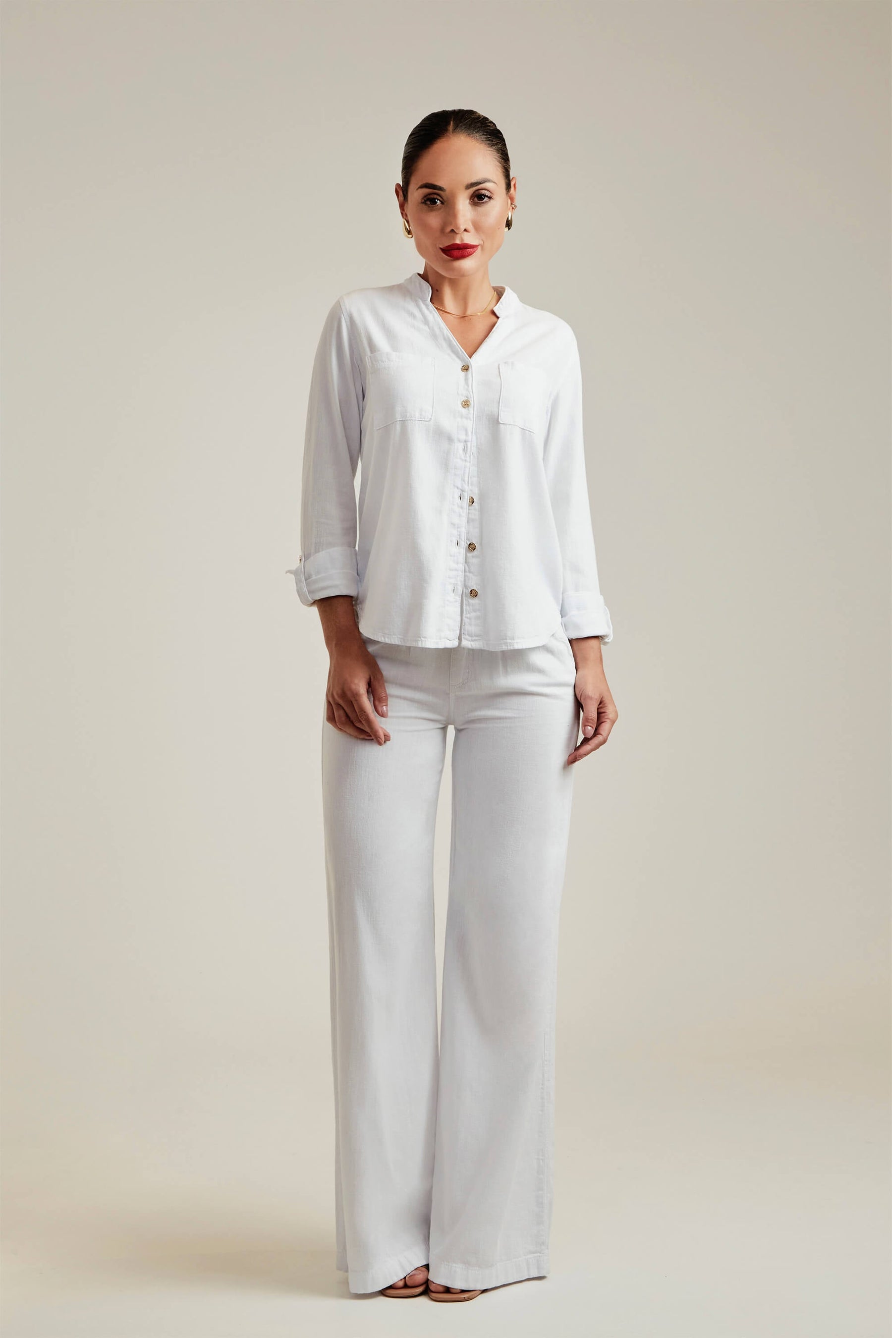 Calça Pantalona de Linho Térmico Dunas Branca