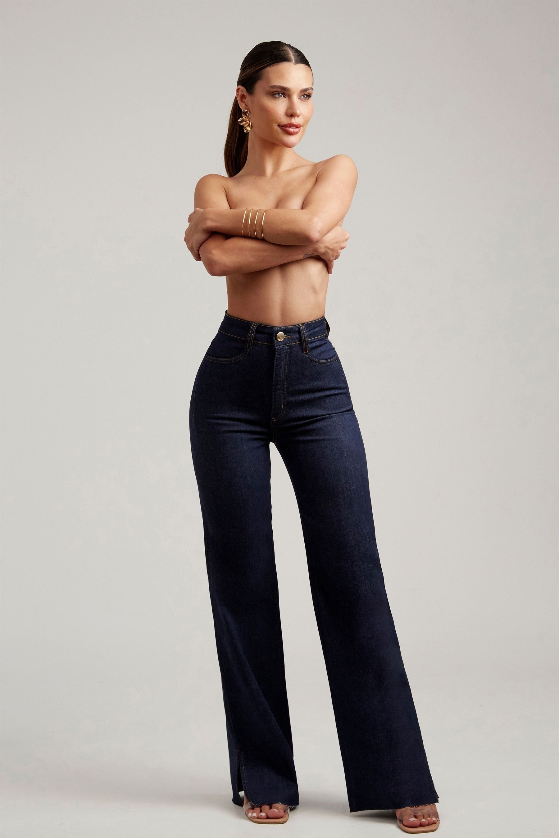 Calça Jeans Ultra Modeladora Wide Leg Cós Super Alto