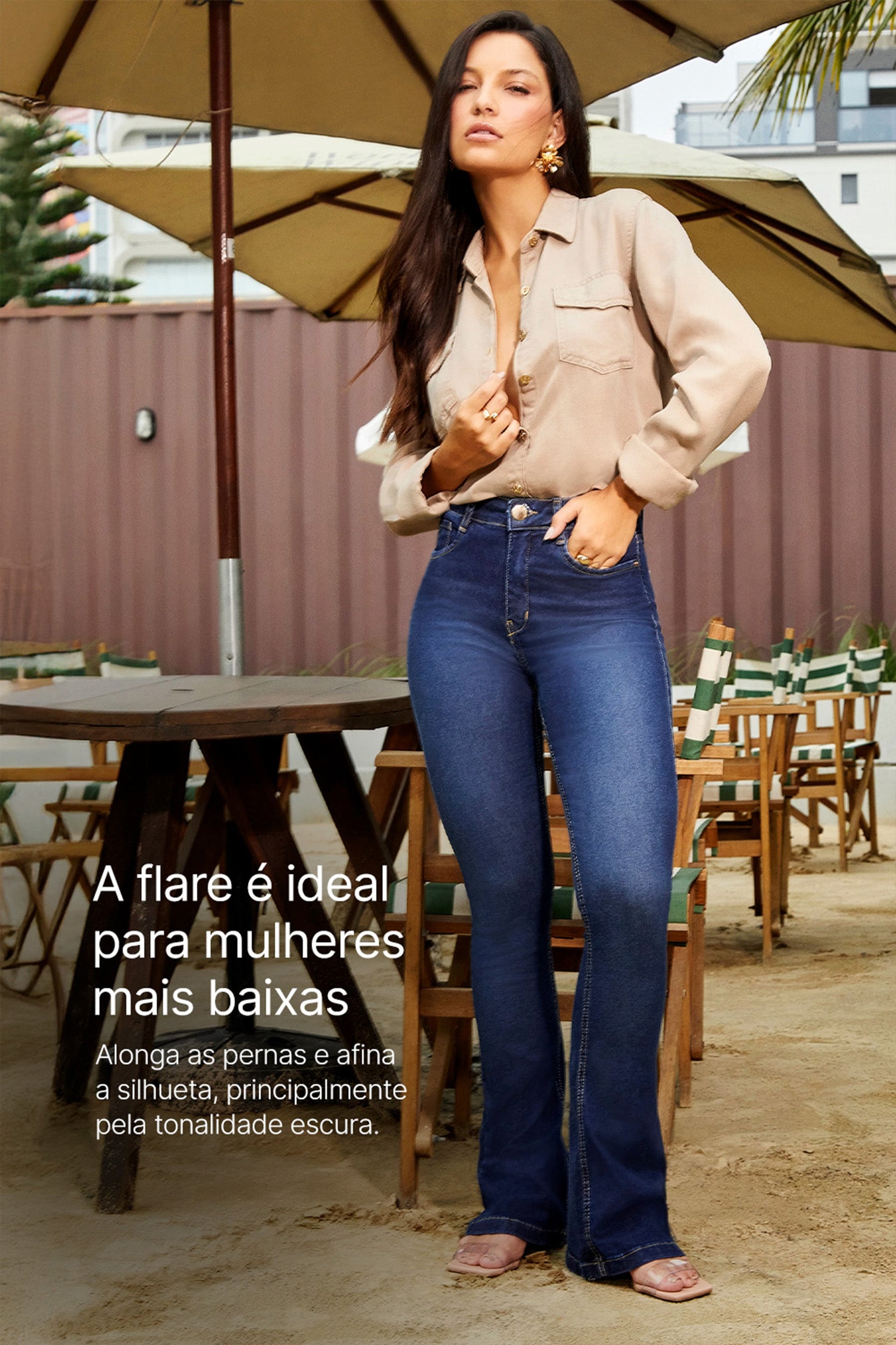 Calça Jeans Modeladora Curva dos Sonhos Flare Cós Médio