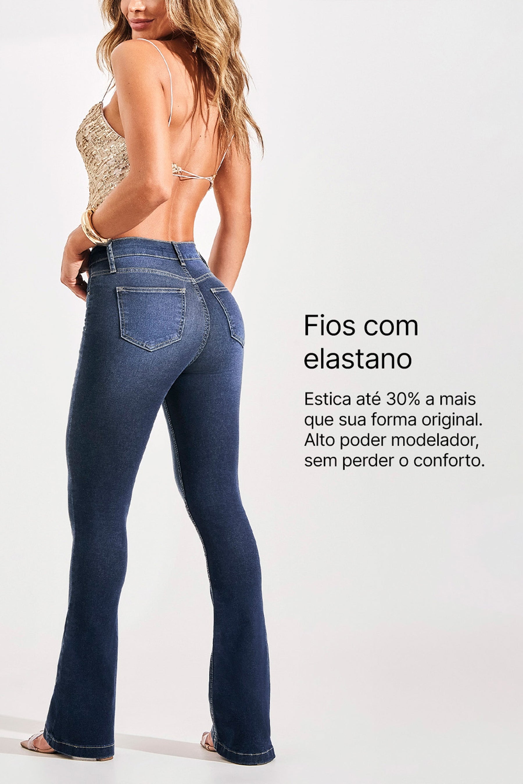 Calça Jeans Modeladora Curva dos Sonhos Flare Cós Médio