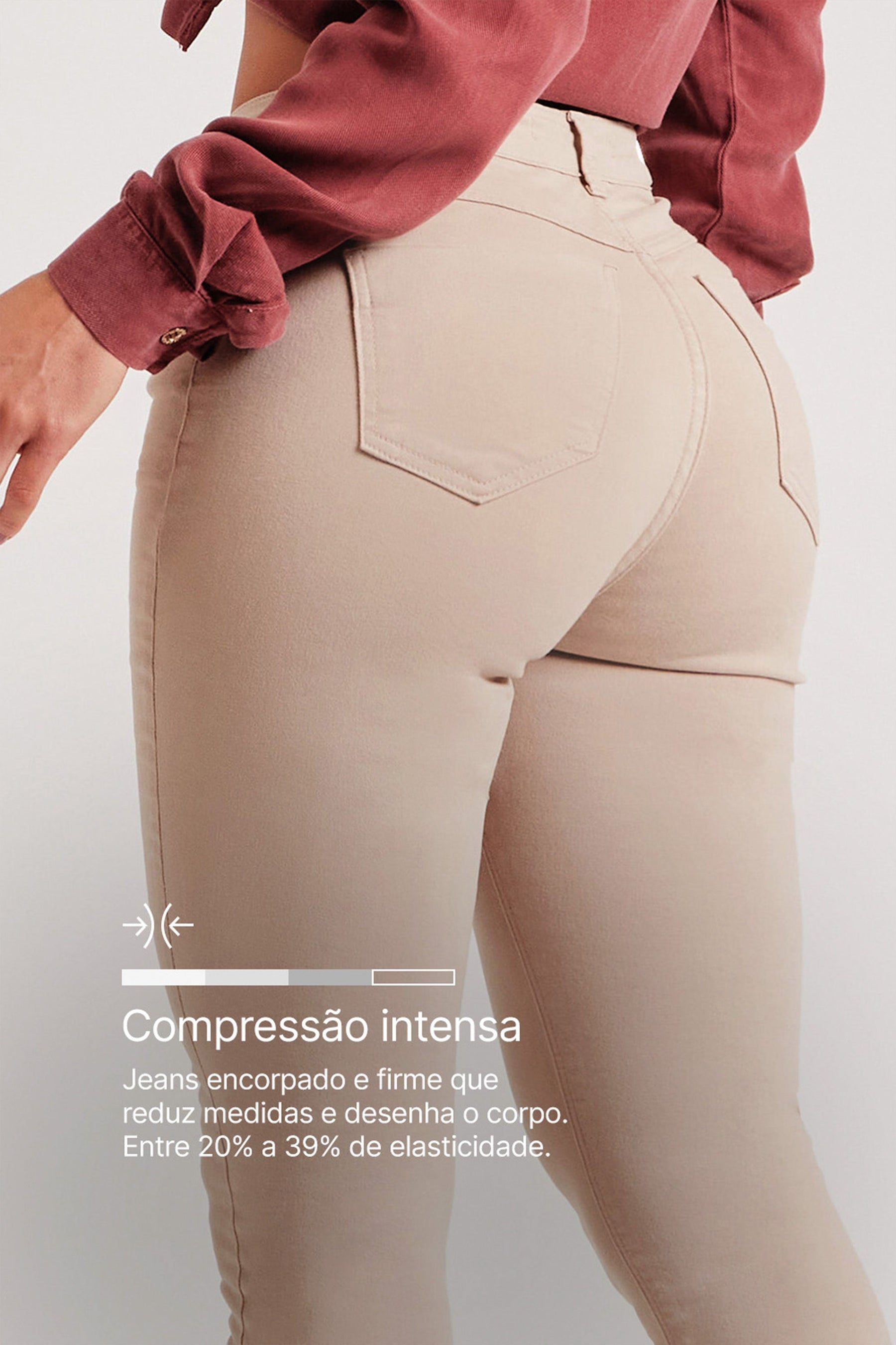Calça Jeans Modeladora Nude Skinny Cós Alto