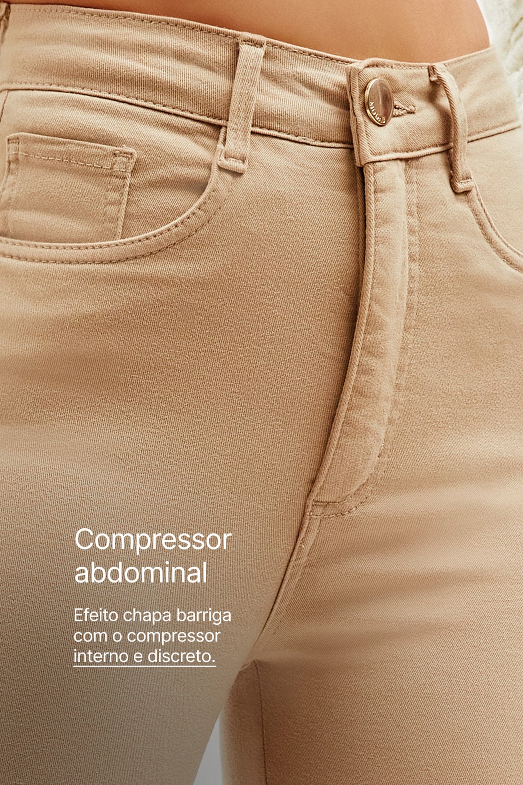 Calça Jeans Modeladora Nude Skinny Cós Alto