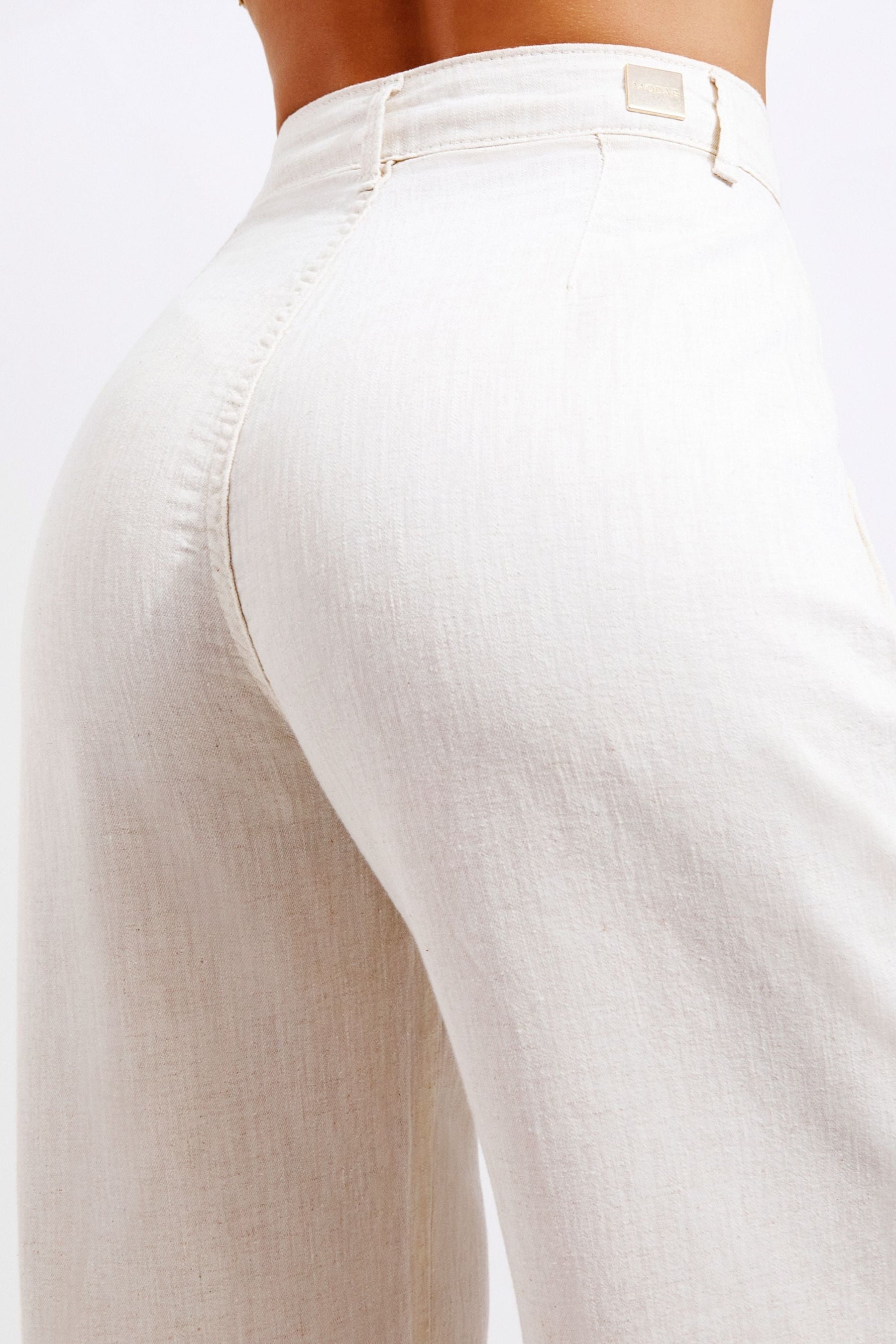 Calça Pantalona de Linho Térmico Dunas Areia