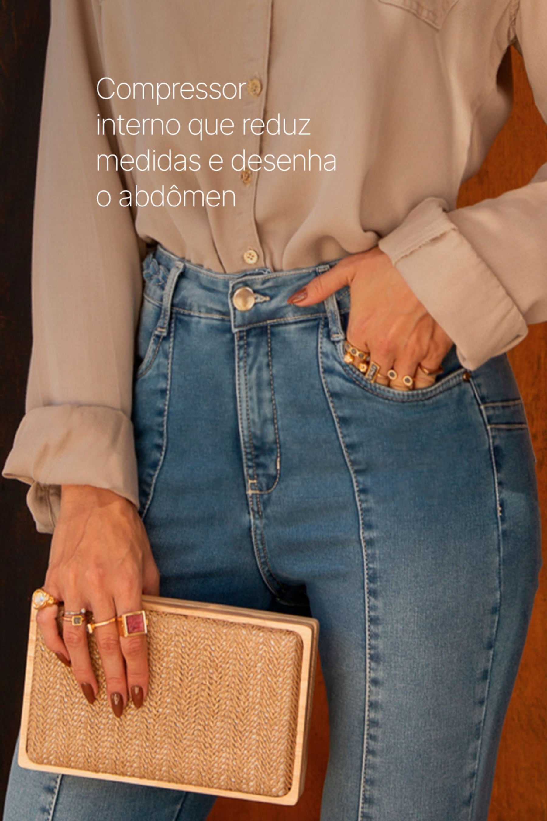 Calça Jeans Modeladora Apaixonante Flare Cós Alto