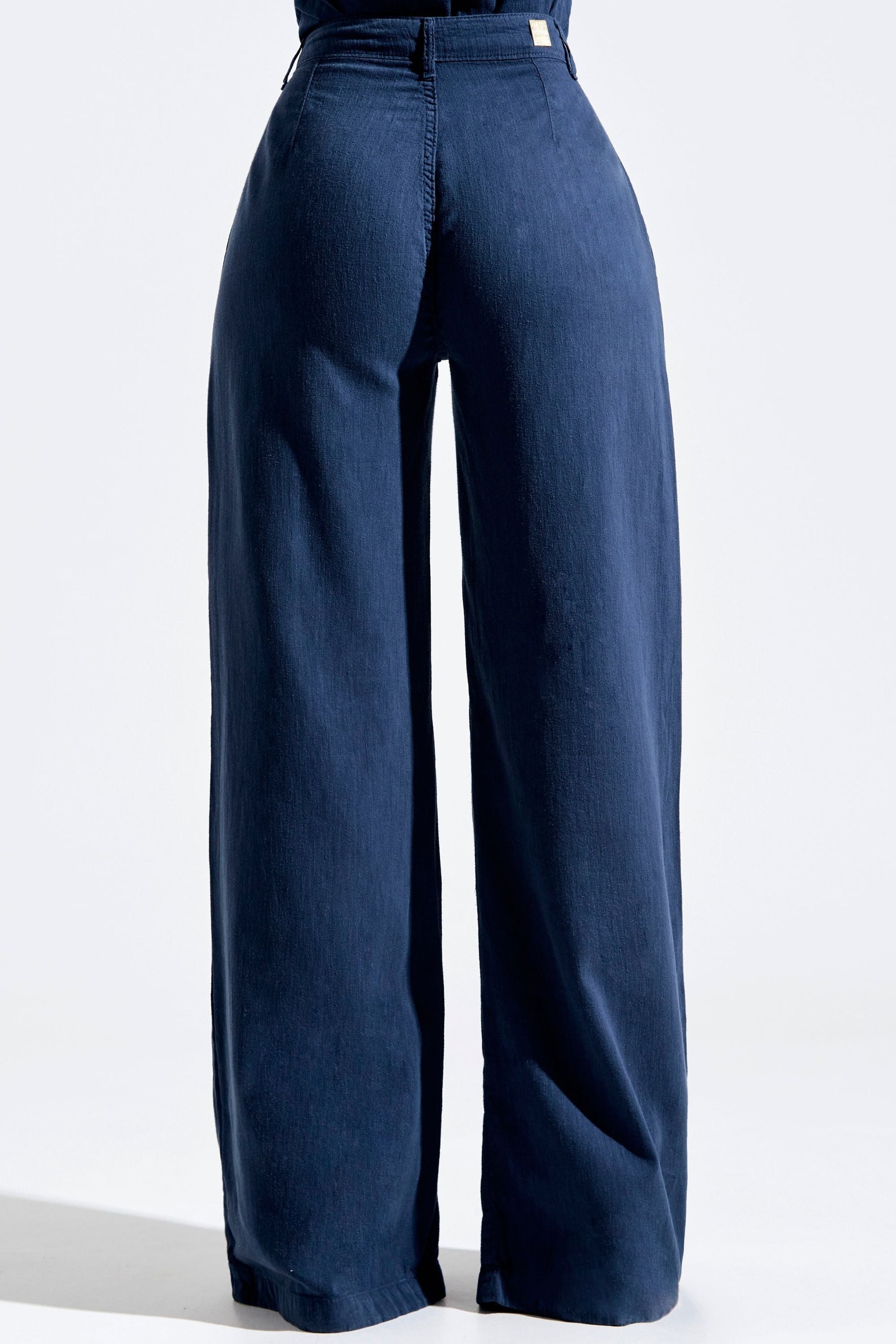 Calça Pantalona de Linho Térmico Dunas Azul Marinho