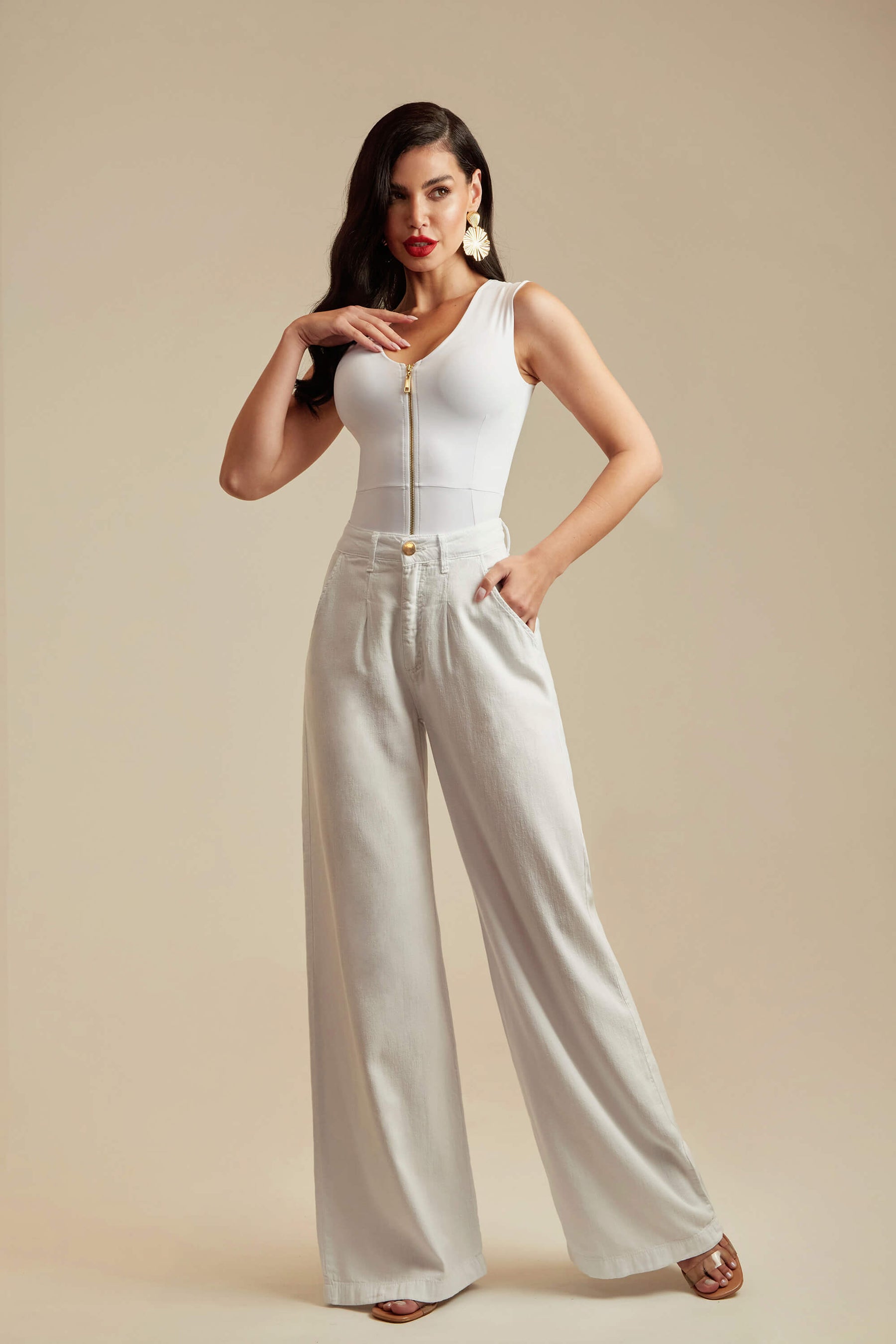 Calça Pantalona de Linho Térmico Dunas Branca