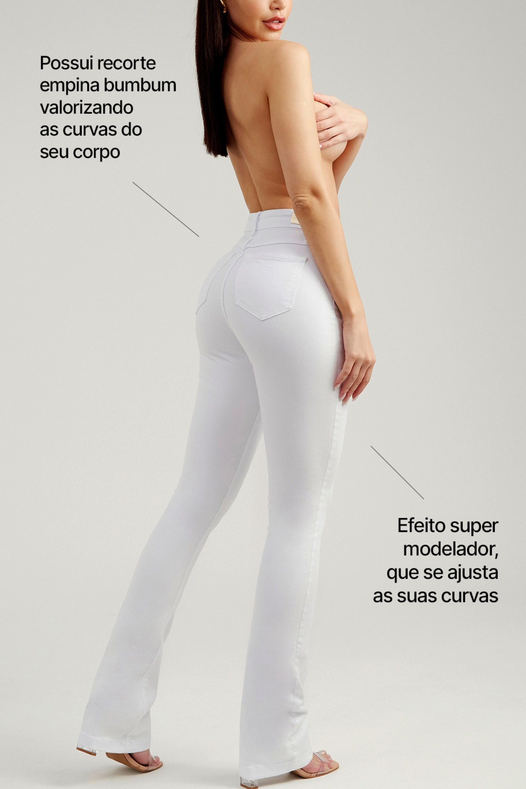 Calça Jeans Modeladora Milagrosa Boot Cut Cós Alto - Branca