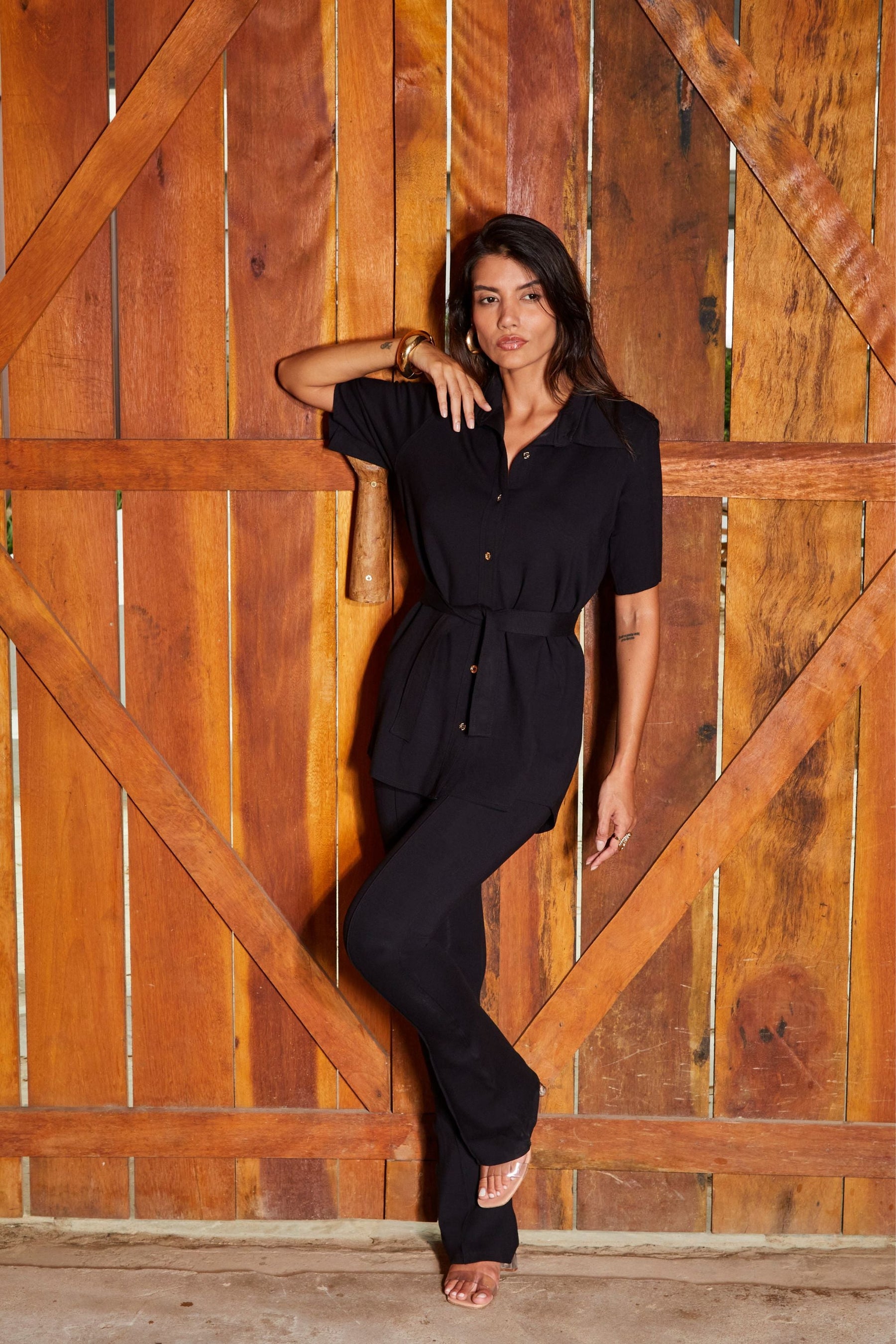 Calça Comfort Office Flare Preta