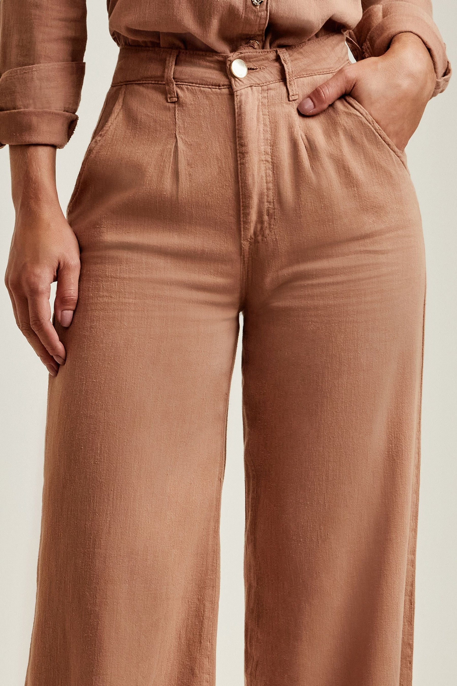 Calça Pantalona de Linho Térmico Dunas Terra