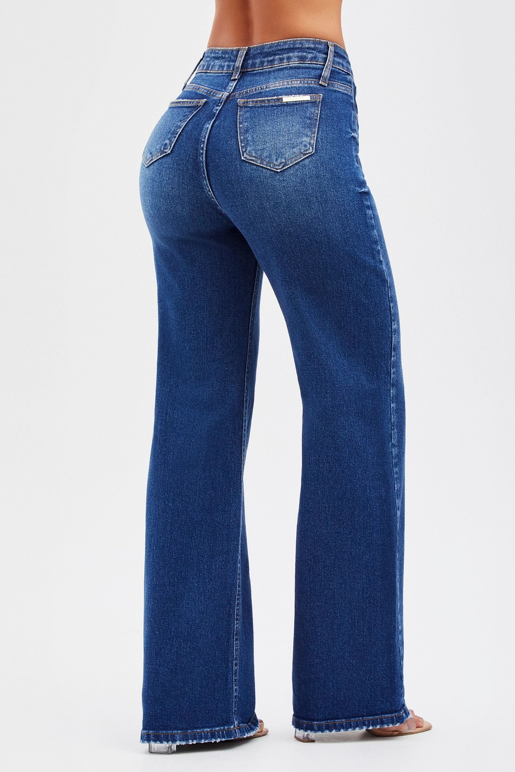 Calça Jeans Basic Wide Leg Jeans Médio Cós Alto