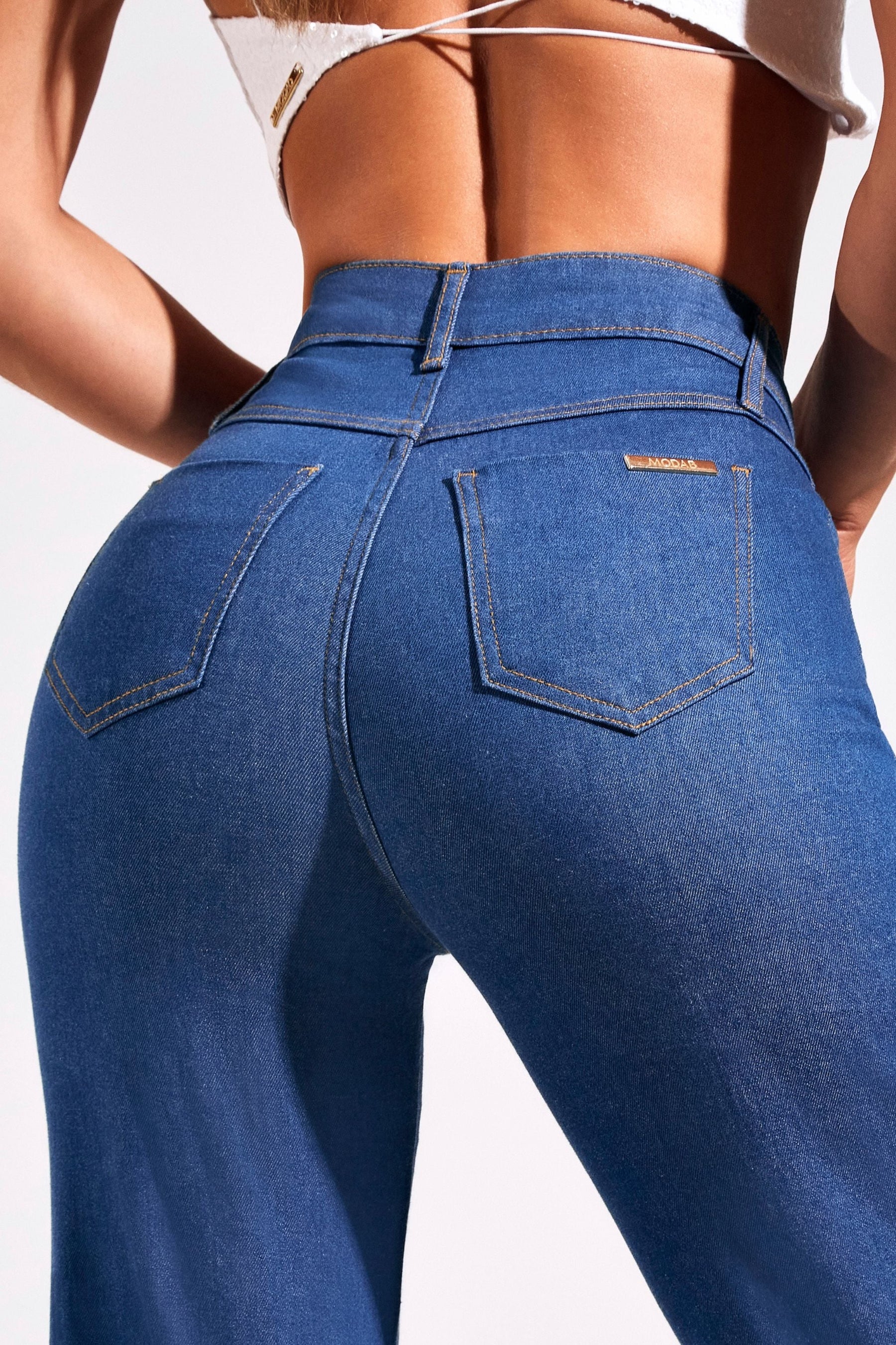 Calça Jeans Ultra Modeladora Wide Leg Jeans Médio Cós Médio