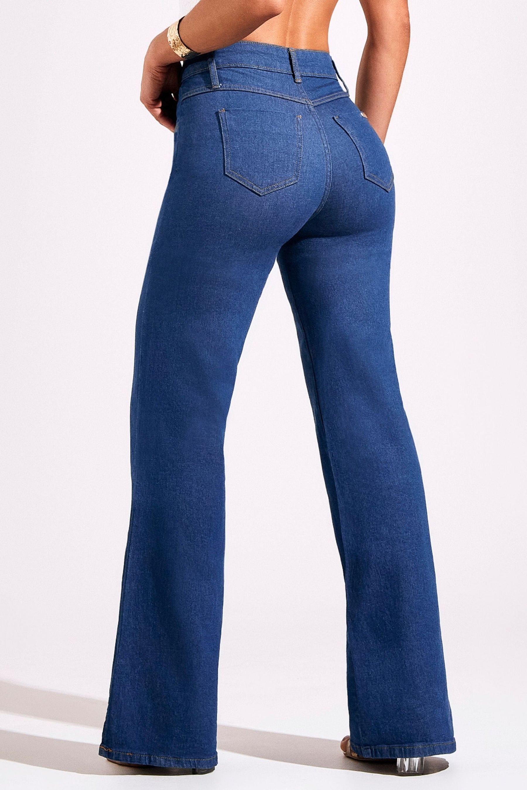 Calça Jeans Ultra Modeladora Wide Leg Jeans Médio Cós Médio