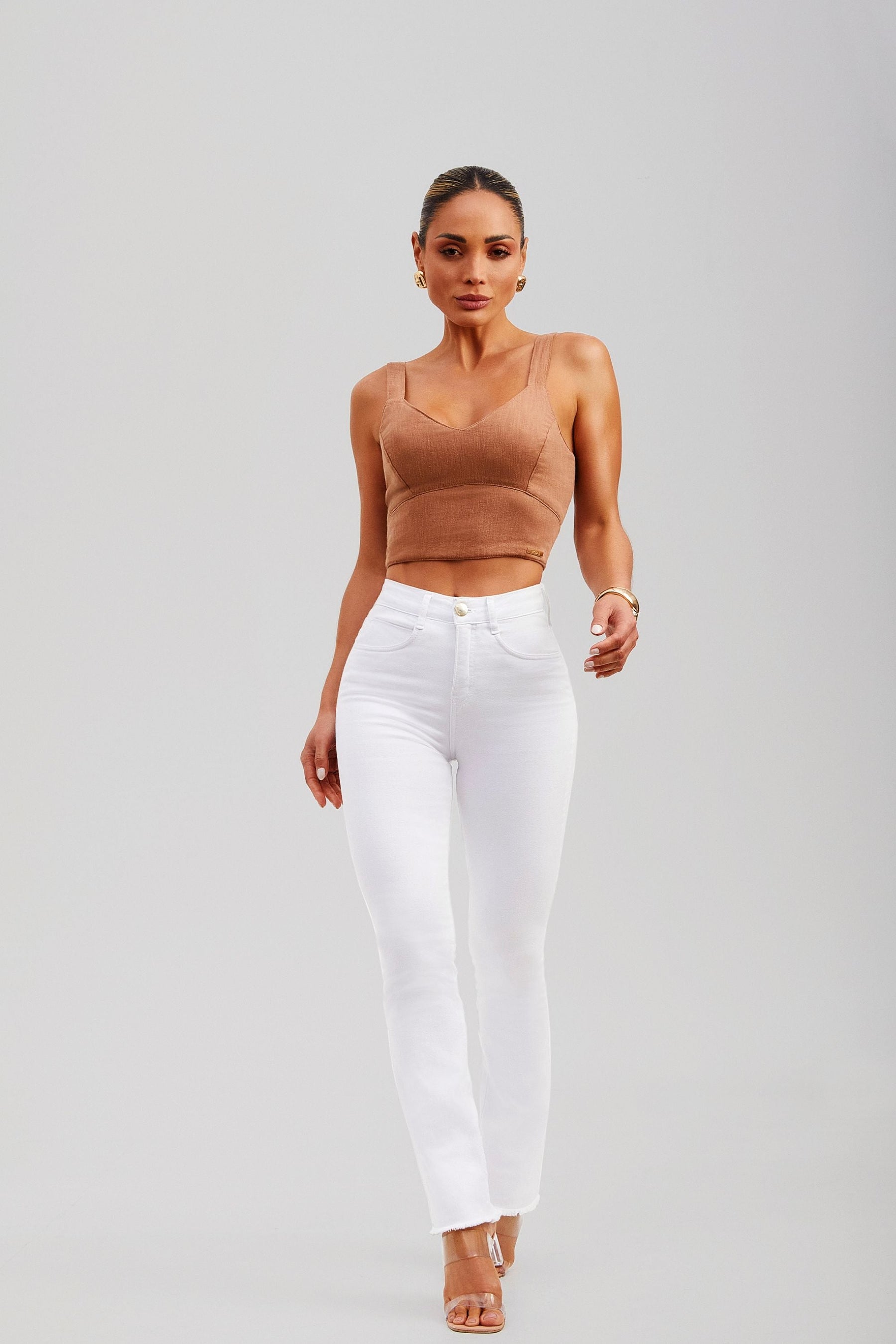 Calça Jeans Modeladora Milagrosa Reta Cós Alto - Branca