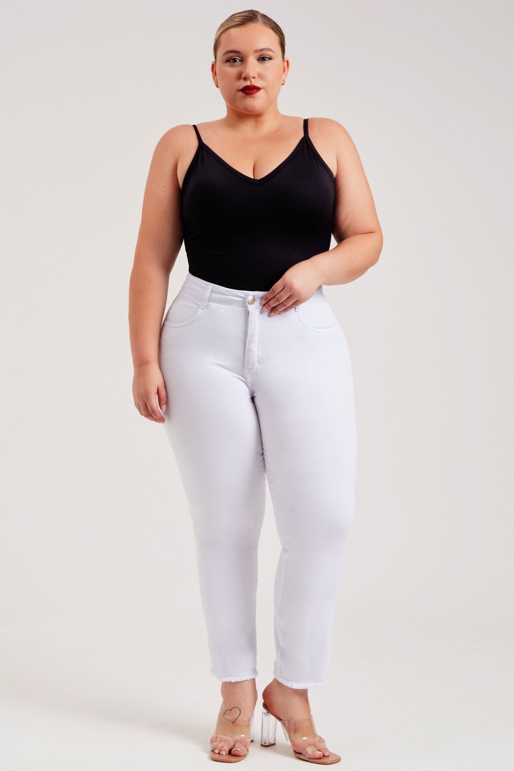 Calça Jeans Modeladora Milagrosa Reta Cós Alto - Branca