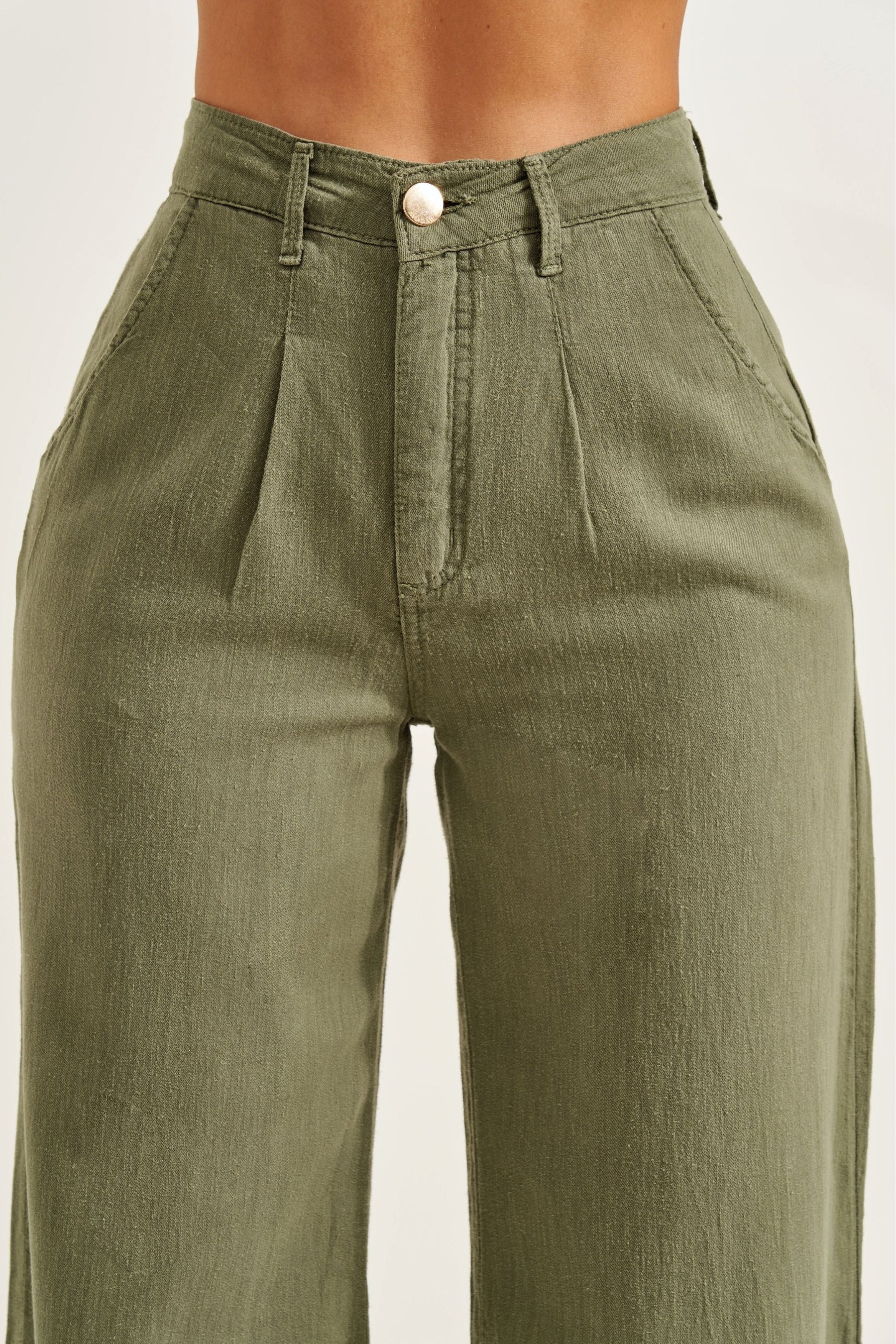Calça Pantalona de Linho Térmico Dunas Verde Militar