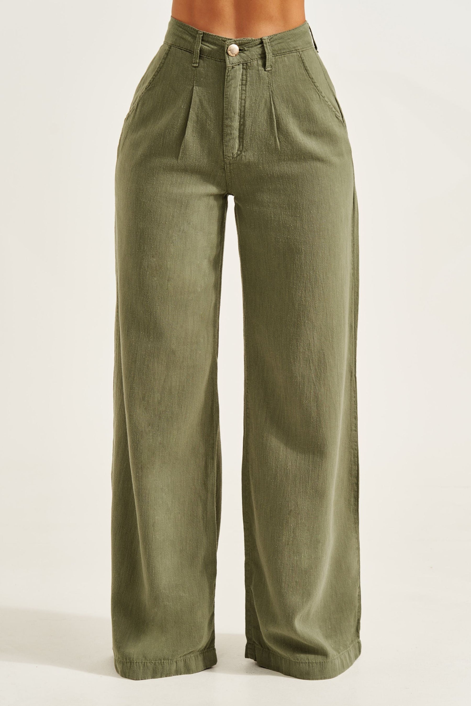 Calça Pantalona de Linho Térmico Dunas Verde Militar