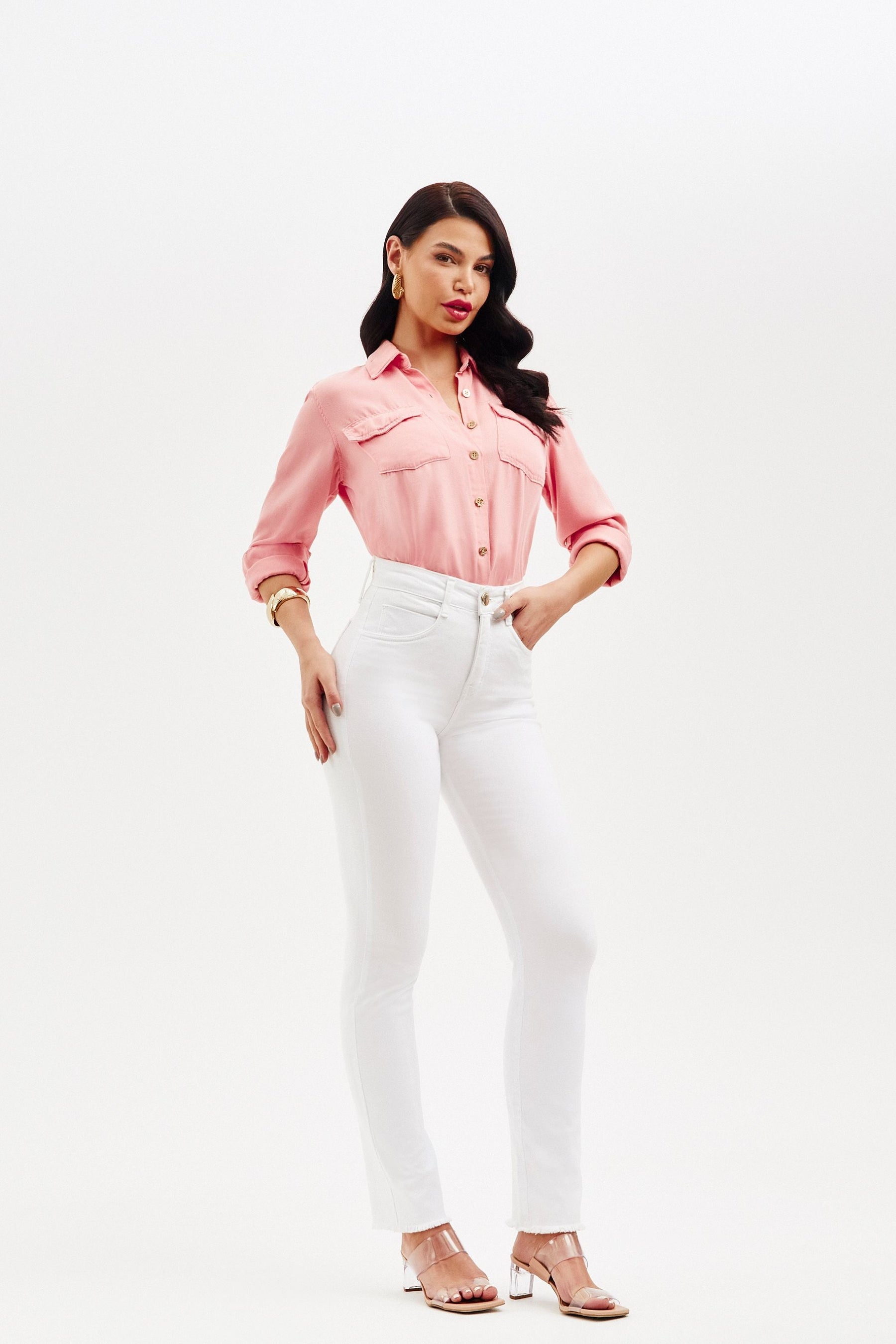 Calça Jeans Modeladora Milagrosa Reta Cós Alto - Branca