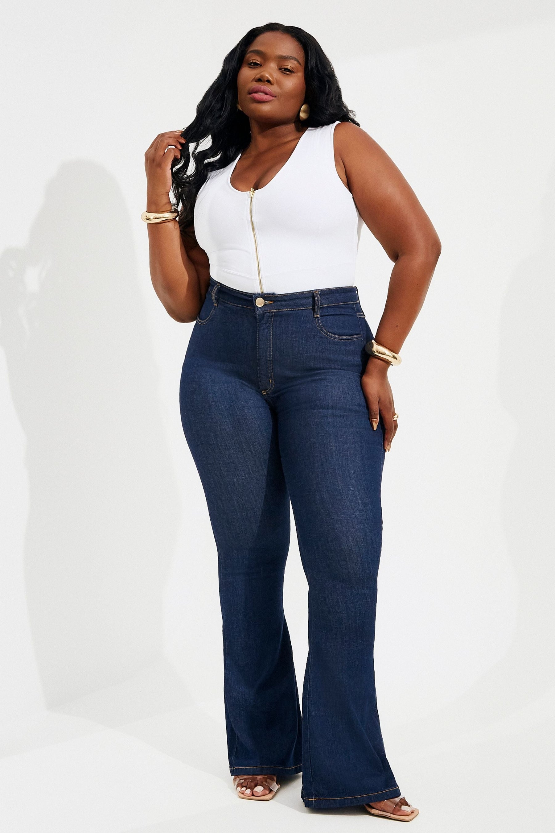Calça Jeans Ultra Modeladora Flare Cós Alto