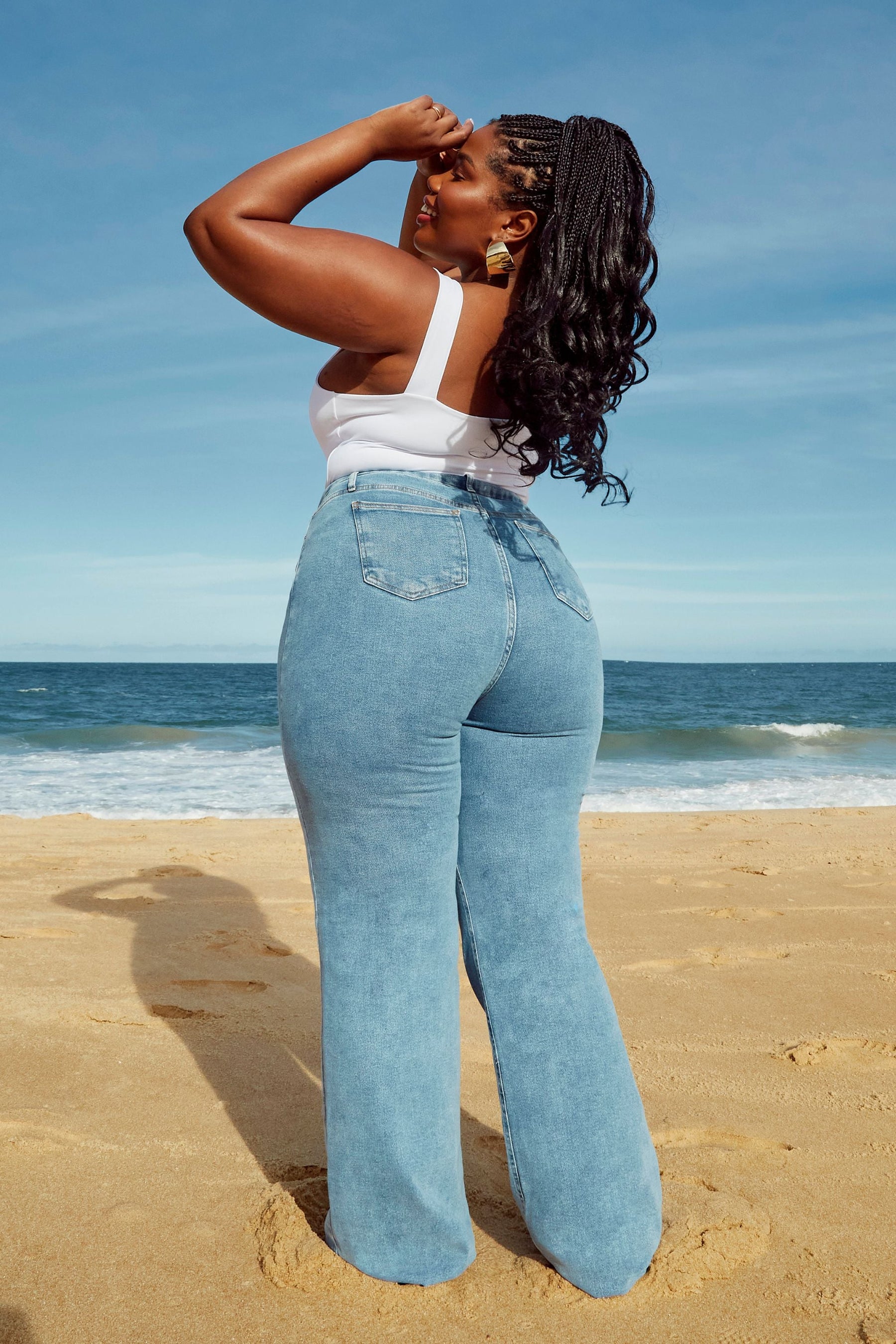 Calça Jeans Modeladora Basic Wide Leg Cós Super Alto