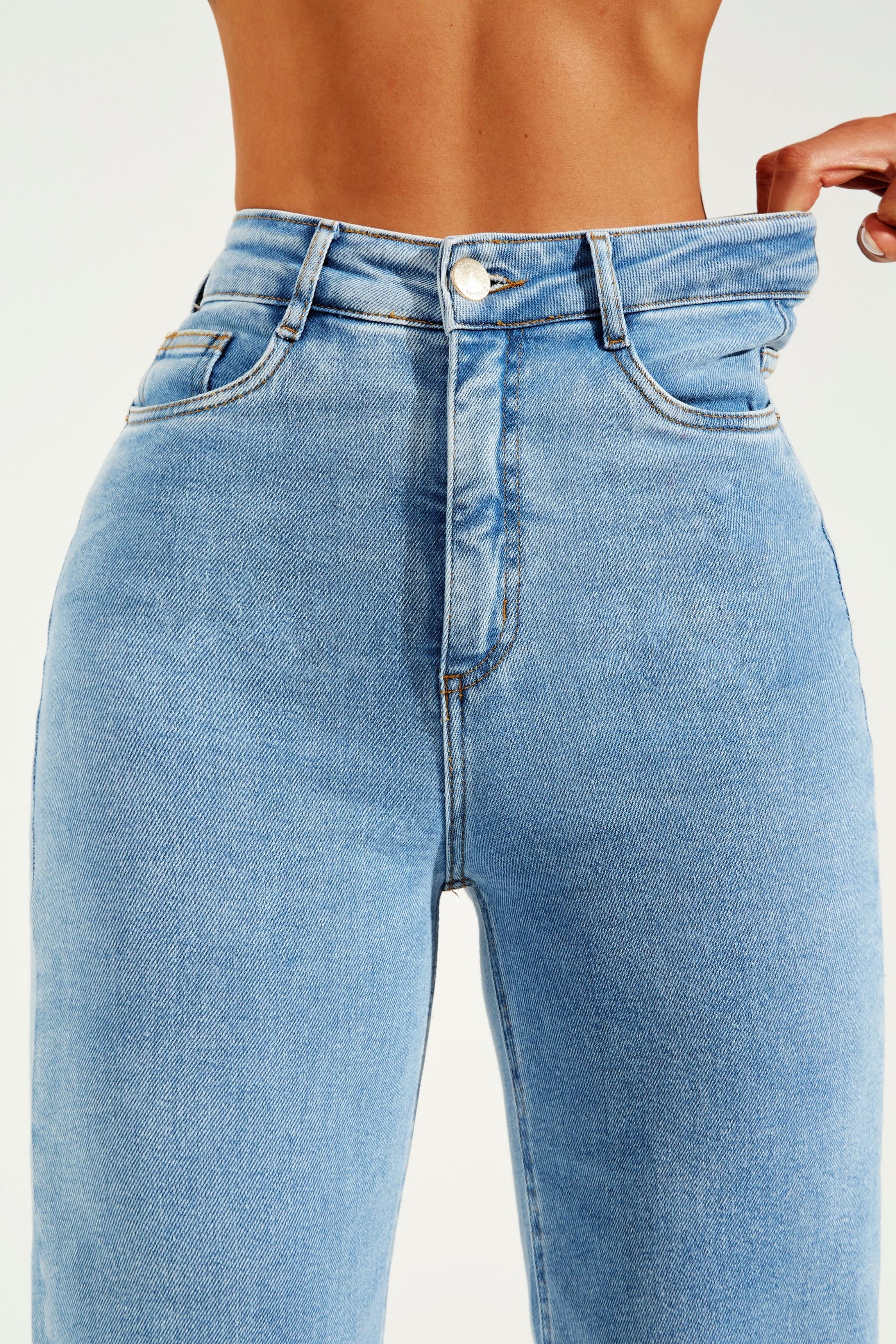 Calça Jeans Modeladora Basic Wide Leg Cós Super Alto