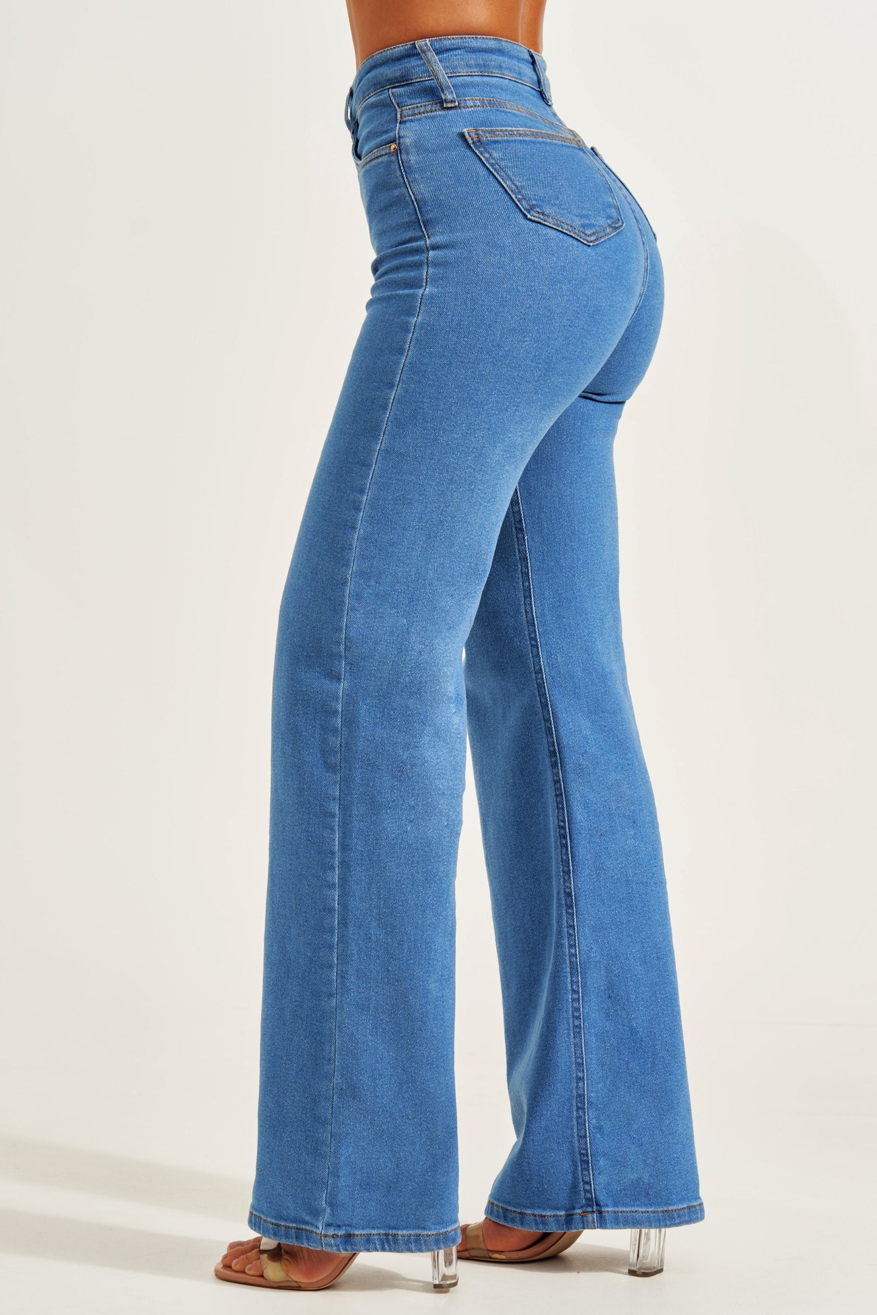 Calça Jeans Modeladora Clássica Wide Leg Cós Super Alto