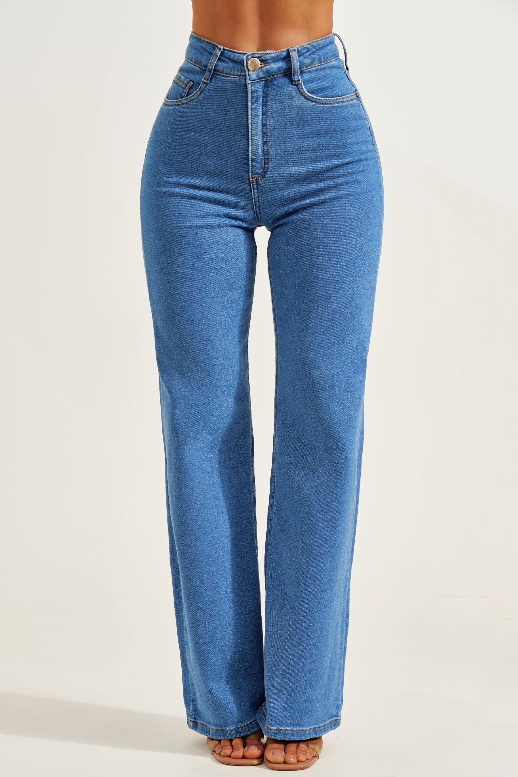 Calça Jeans Modeladora Clássica Wide Leg Cós Super Alto