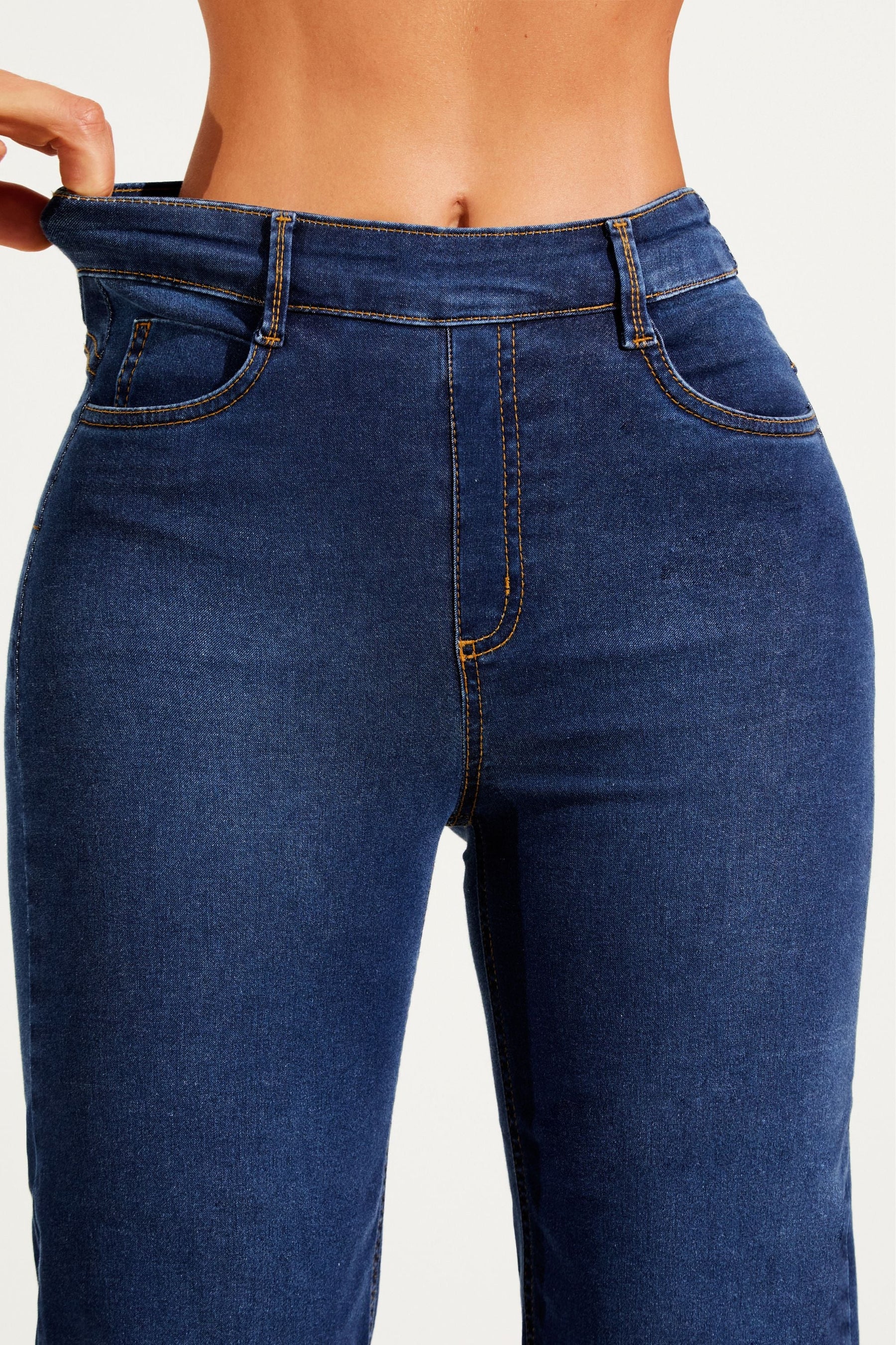 Calça Jeans Modeladora Power Stretch Wide Leg Cós Alto
