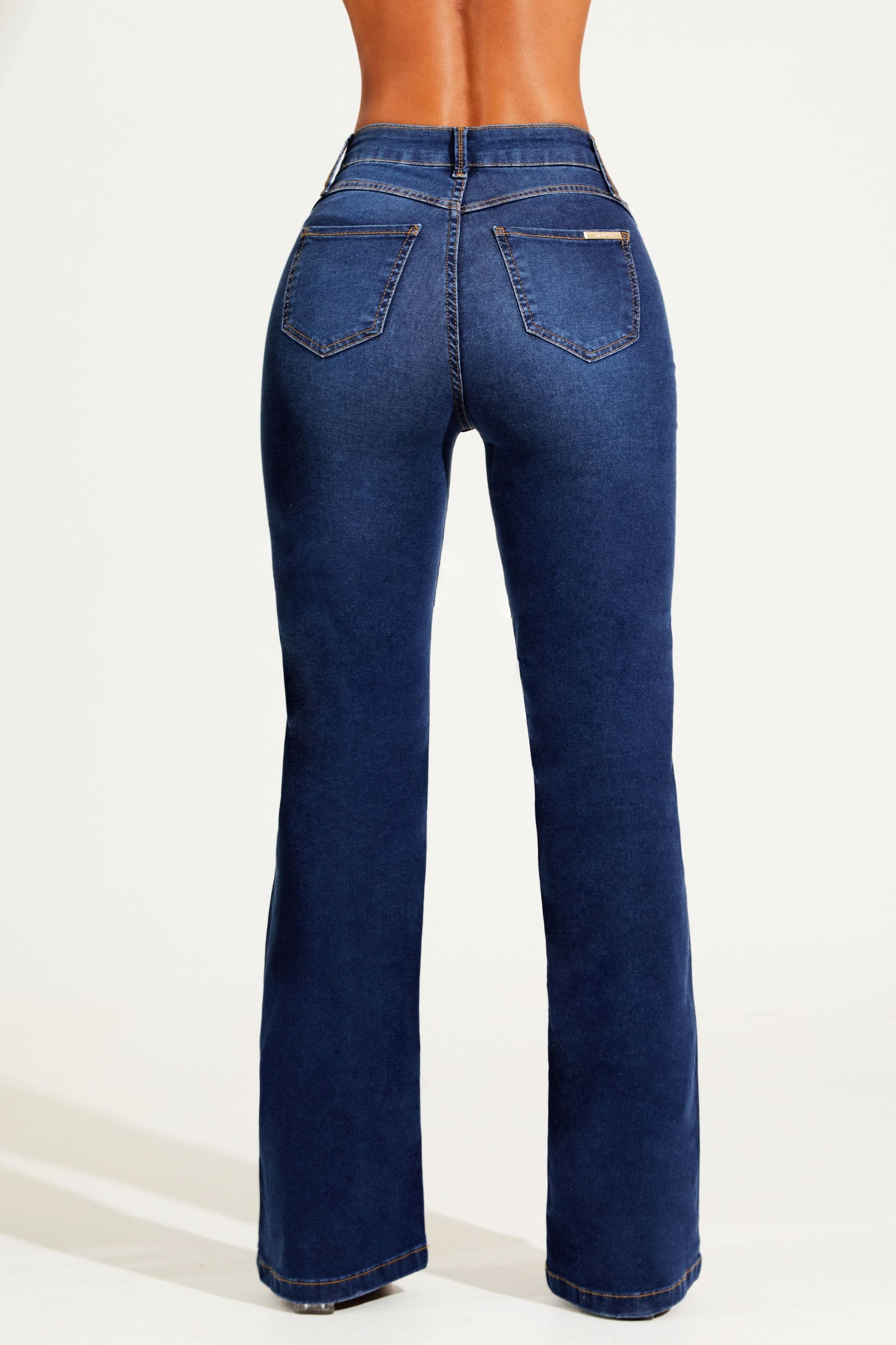 Calça Jeans Modeladora Power Stretch Wide Leg Cós Alto
