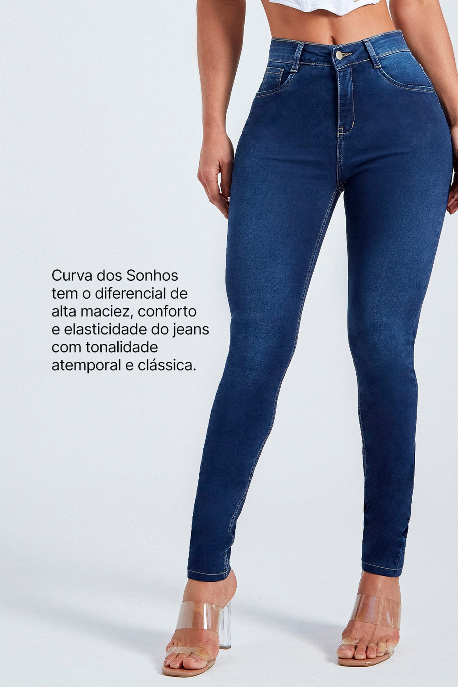 Calça Jeans Modeladora Curva dos Sonhos Skinny Cós Médio