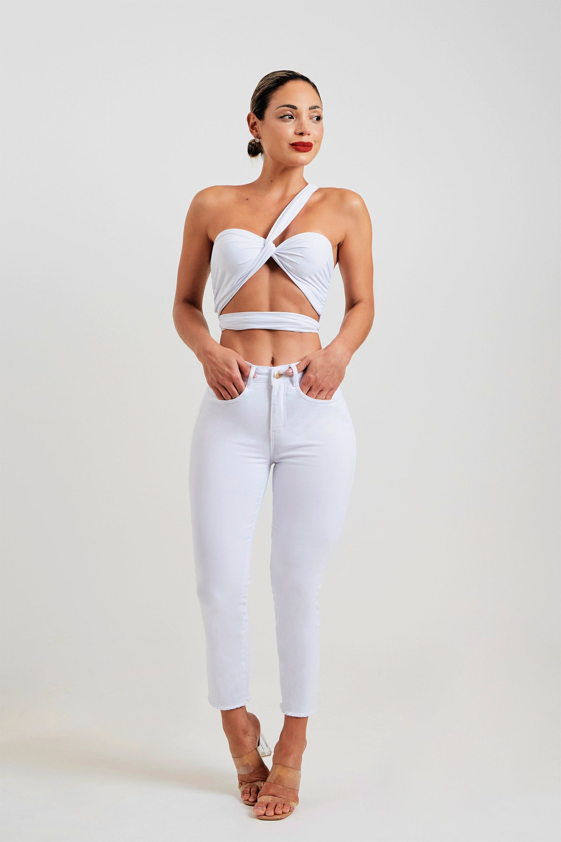 Calça Jeans Modeladora Milagrosa Reta Cós Alto - Branca