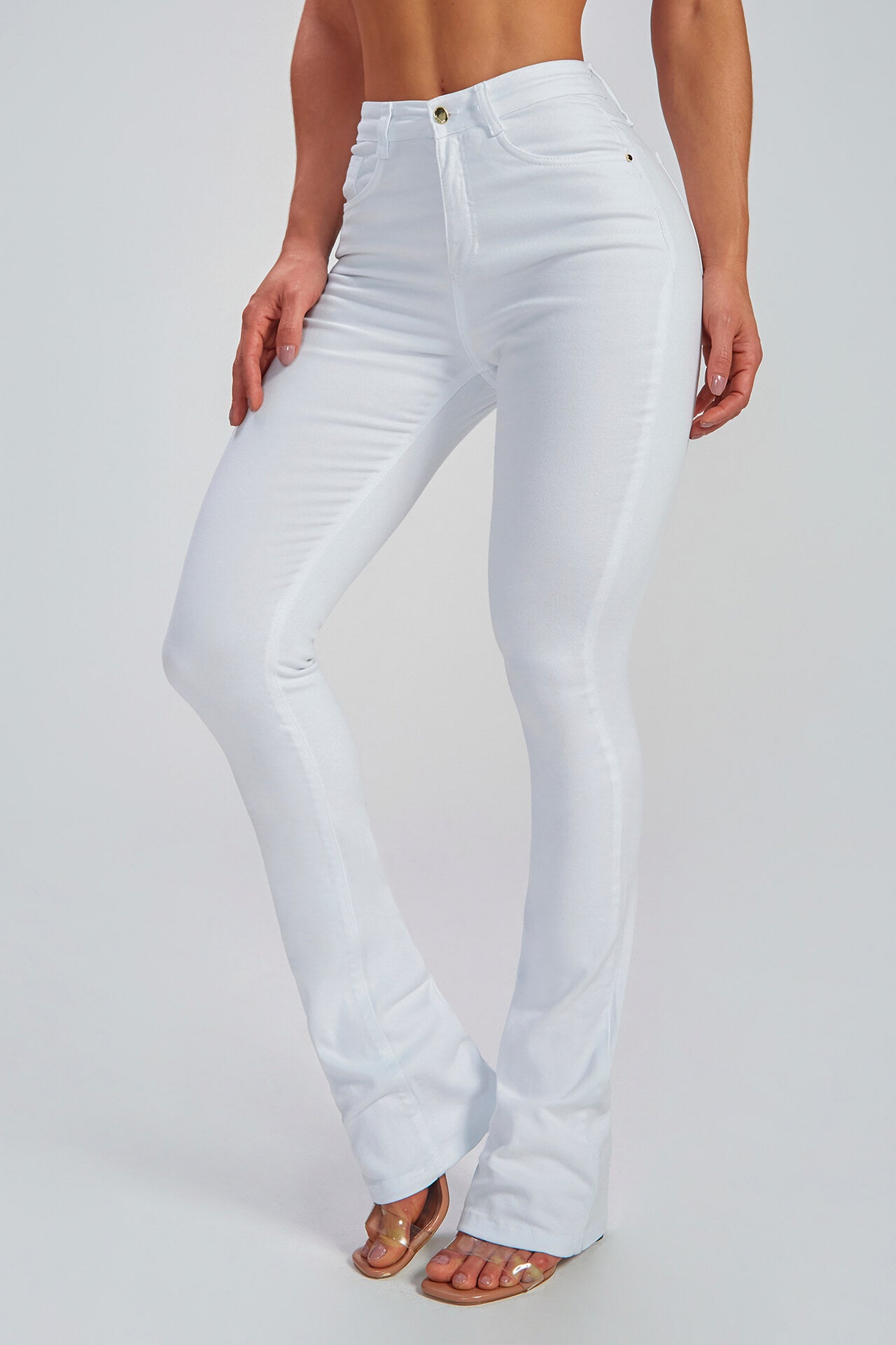 Calça Jeans Modeladora Milagrosa Boot Cut Cós Alto - Branca