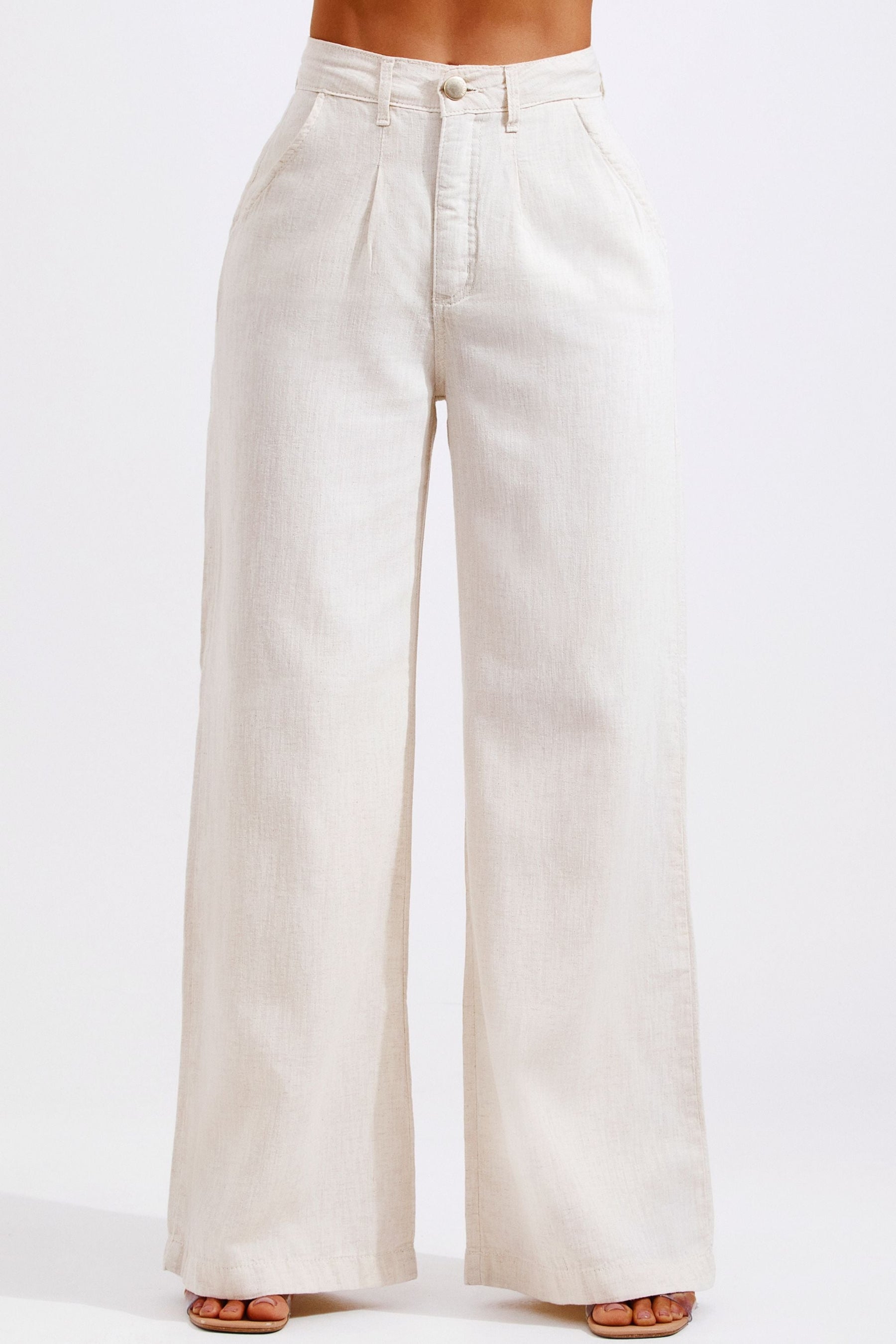 Calça Pantalona de Linho Térmico Dunas Areia