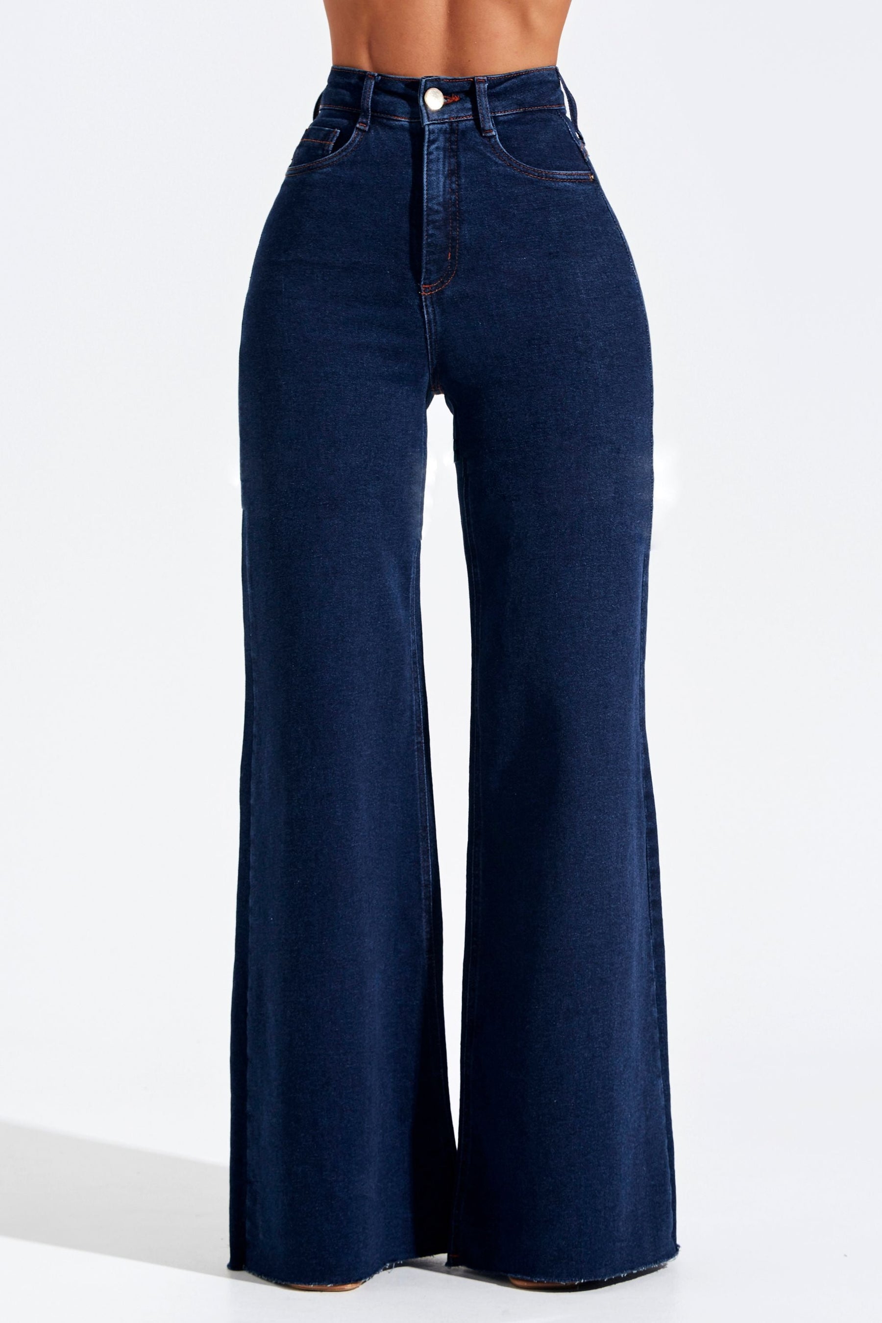 Calça Jeans Modeladora Luxury Pantalona Cós Super Alto