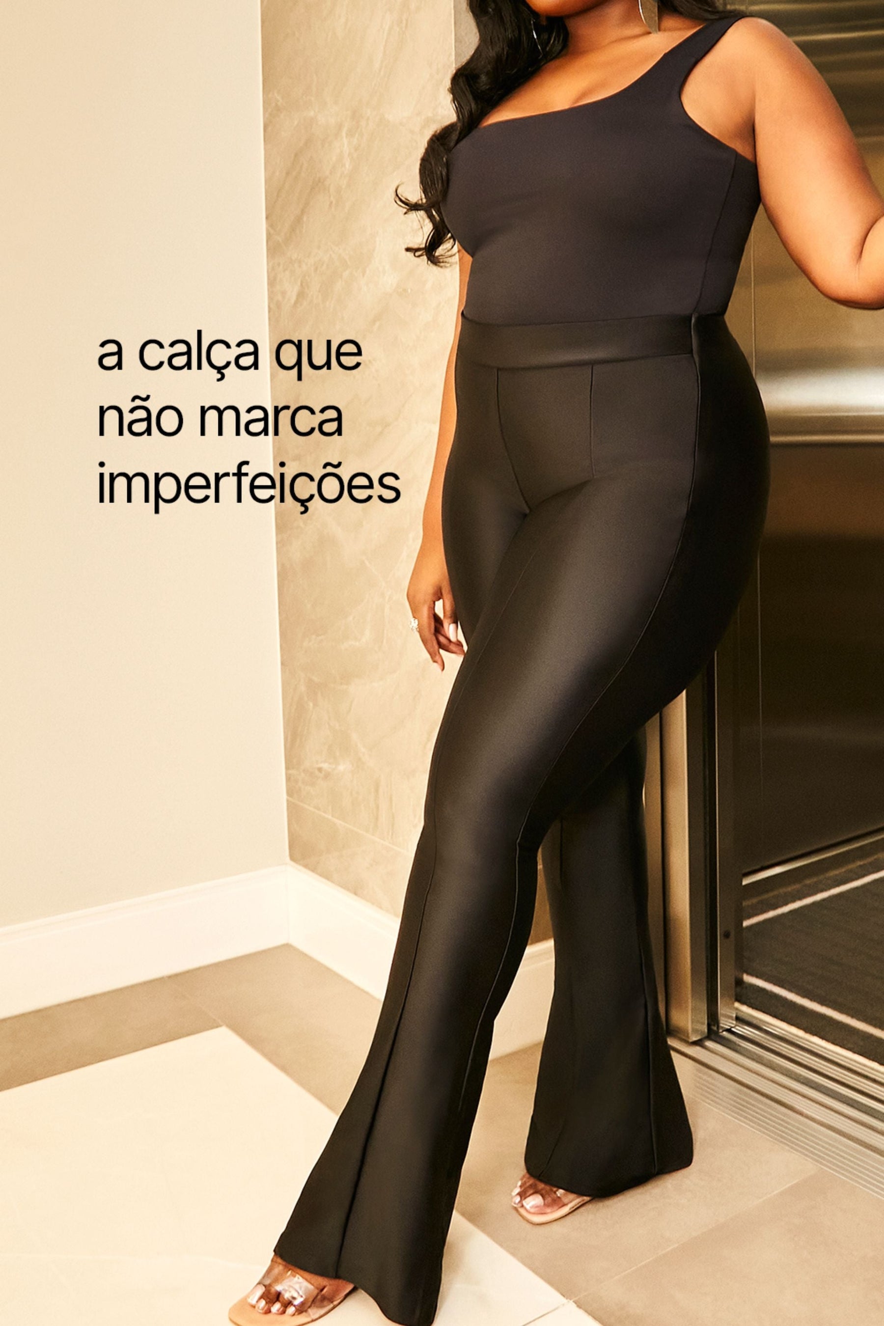 Calça Ultra Modeladora Glam Flare Cós Alto - Preta