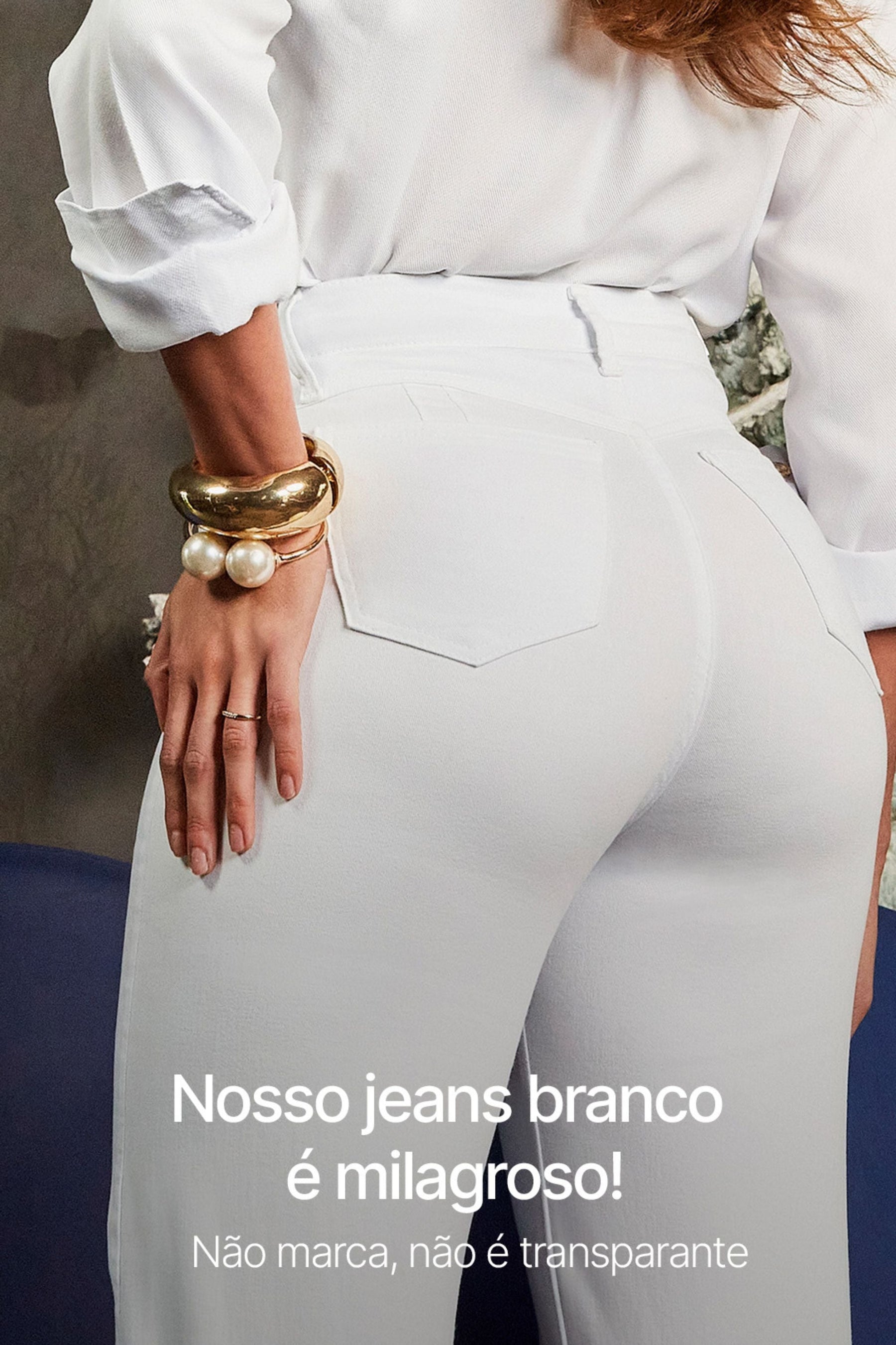 Calça Jeans Modeladora Milagrosa Boot Cut Cós Alto - Branca