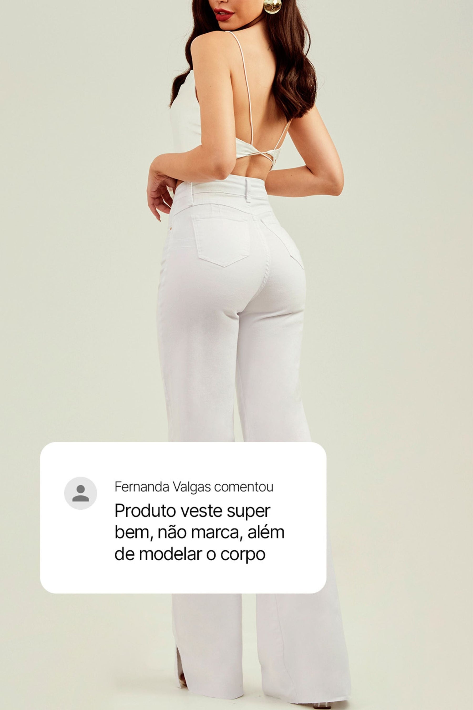 Calça Jeans Modeladora Milagrosa Wide Leg Cós Super Alto - Branca