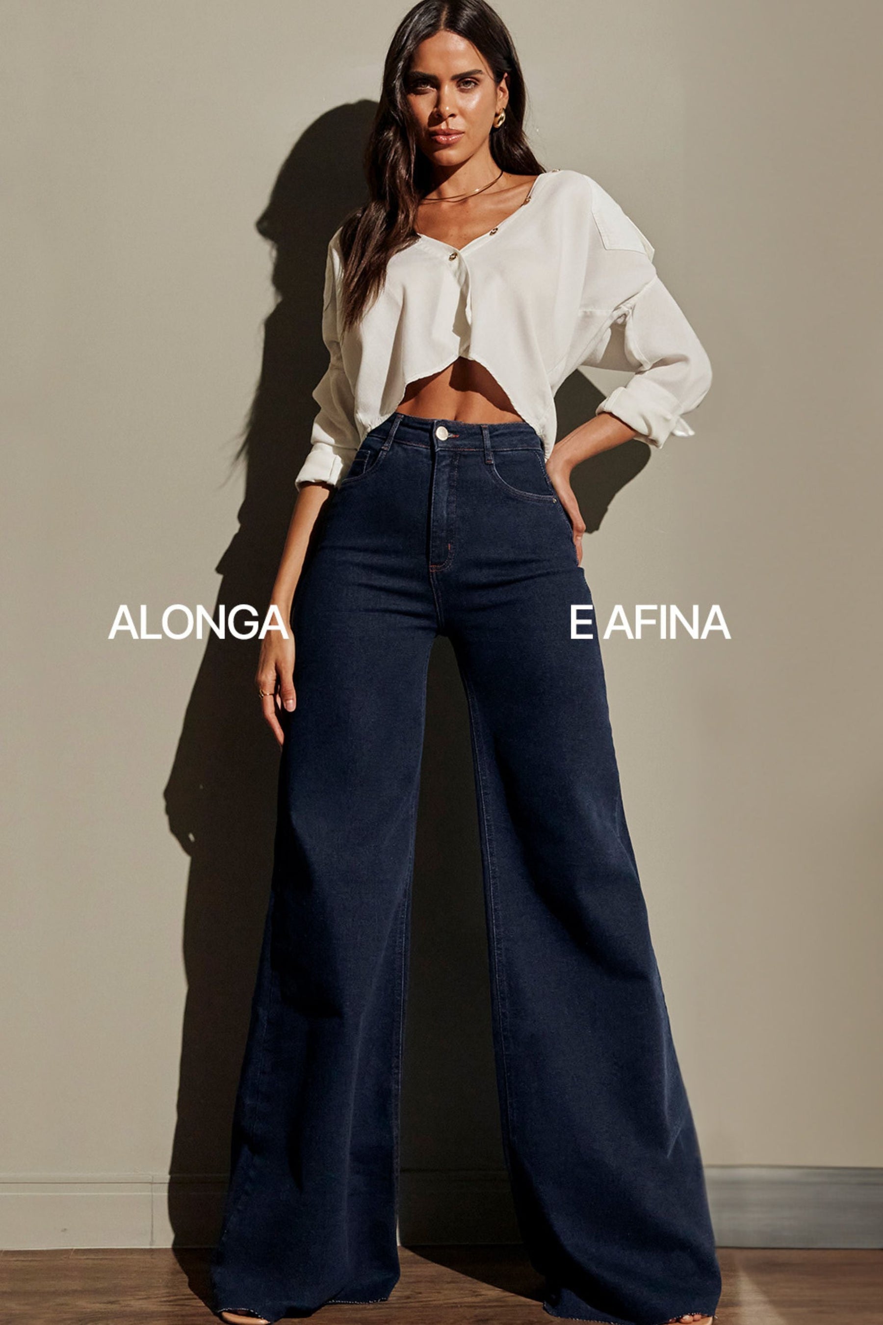 Calça Jeans Modeladora Luxury Pantalona Cós Super Alto