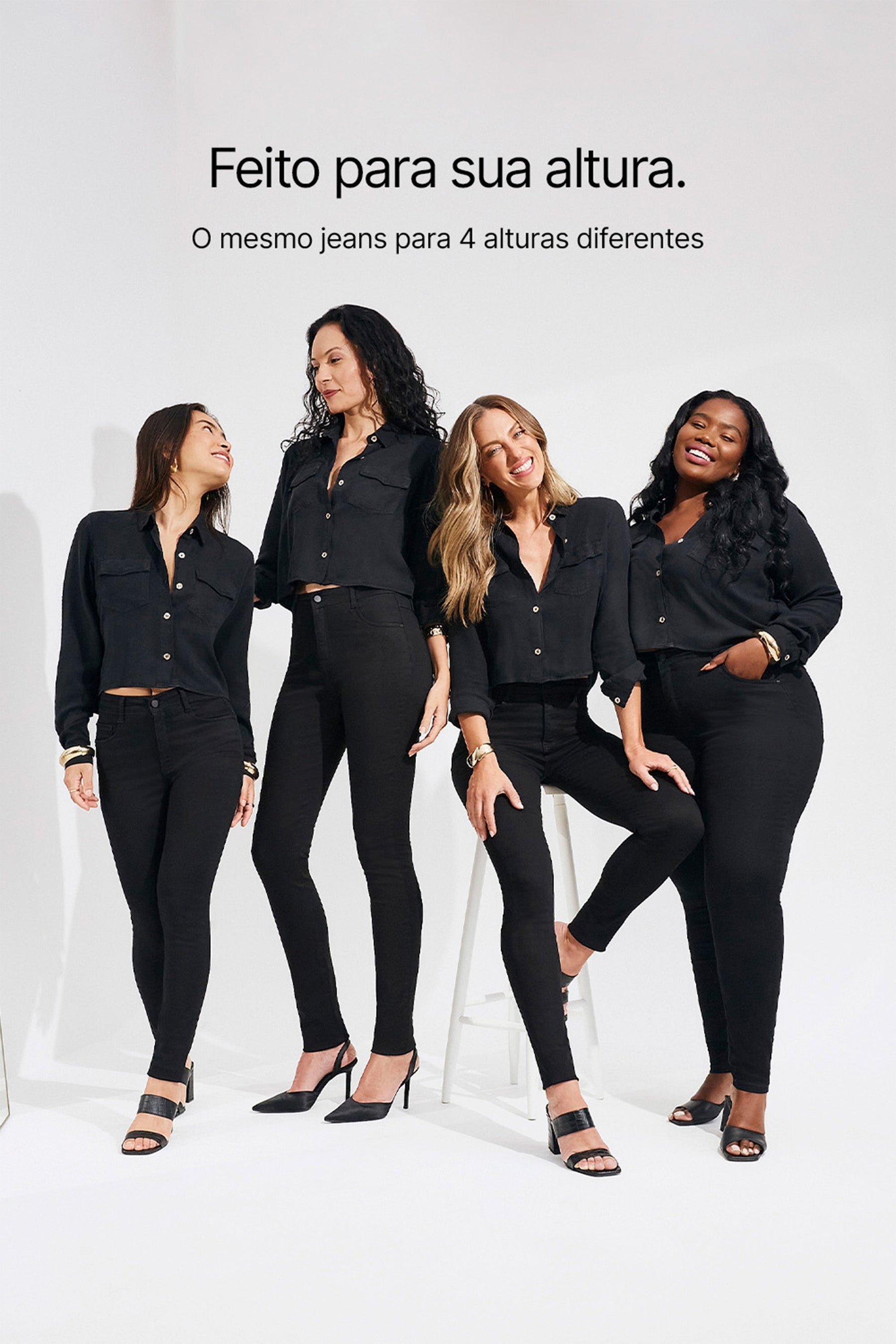 Calça Jeans Modeladora Skinny Preto Intenso Cós Médio