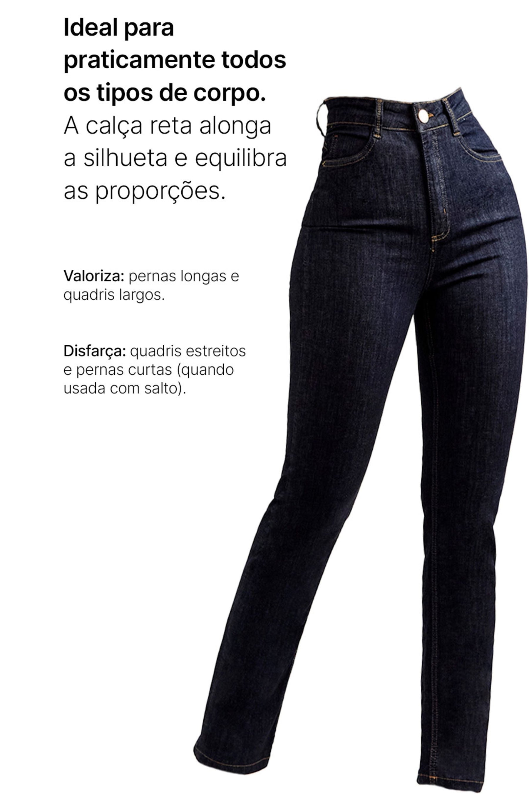 Calça Jeans Modeladora Fantástica Reta Cós Alto