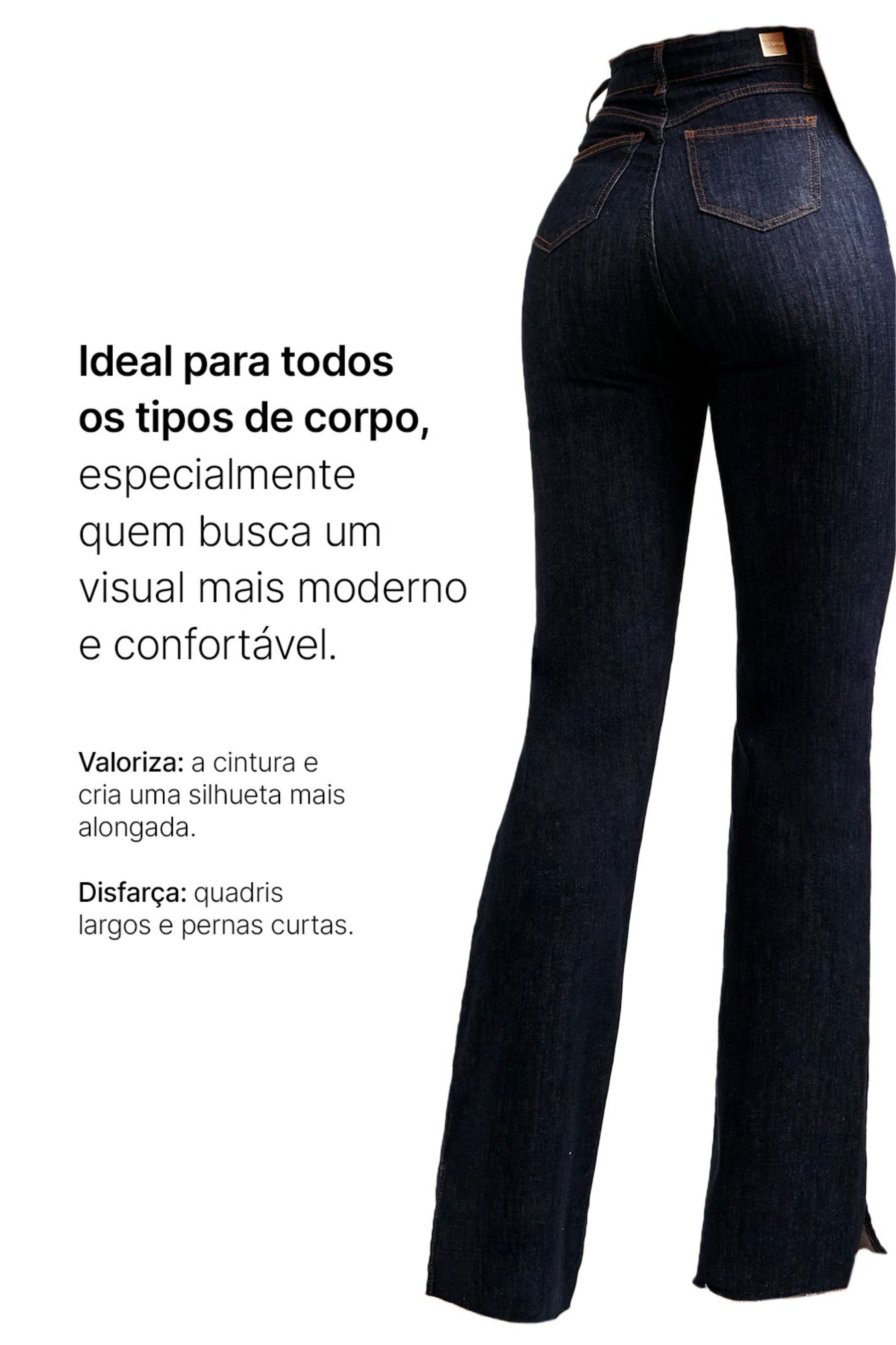Calça Jeans Modeladora Fantástica Wide Leg Cós Super Alto
